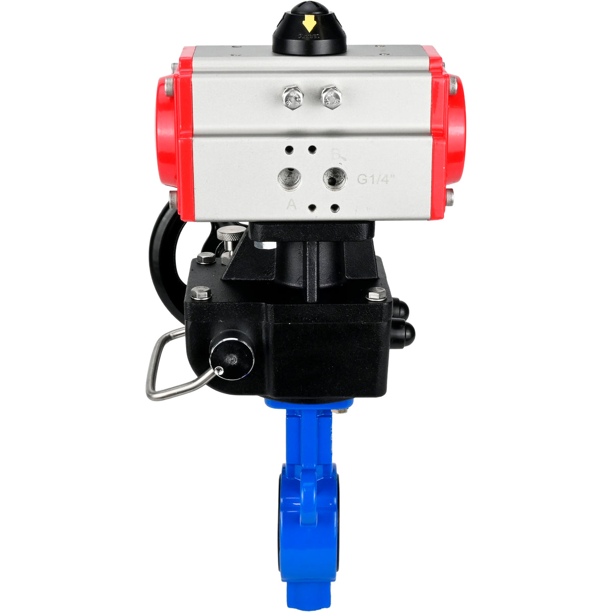 Válvula de mariposa de agua Elephant al-316l-epdm-elephant-da-hdm, material del cuerpo - aleación de aluminio, material del disco - acero inoxidable AISI 316L, sello - EPDM, actuador neumático operado