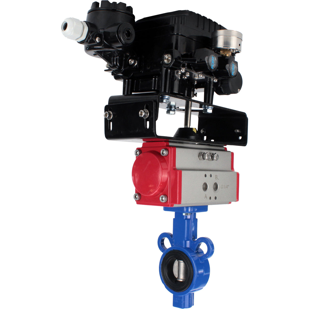 Válvula de mariposa de agua Elephant al-316l-epdm-elephant-da-yt1000rsn, material del cuerpo - aleación de aluminio, material del disco - acero inoxidable AISI 316L, sello - EPDM, actuador neumático operado