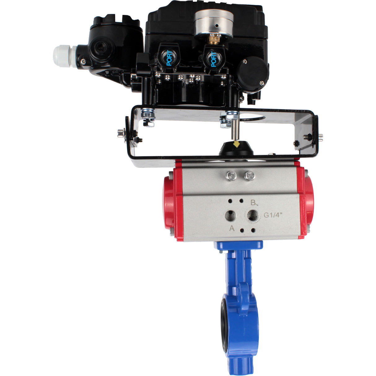 Válvula de mariposa de agua Elephant al-316l-epdm-elephant-da-yt1000rsn, material del cuerpo - aleación de aluminio, material del disco - acero inoxidable AISI 316L, sello - EPDM, actuador neumático operado