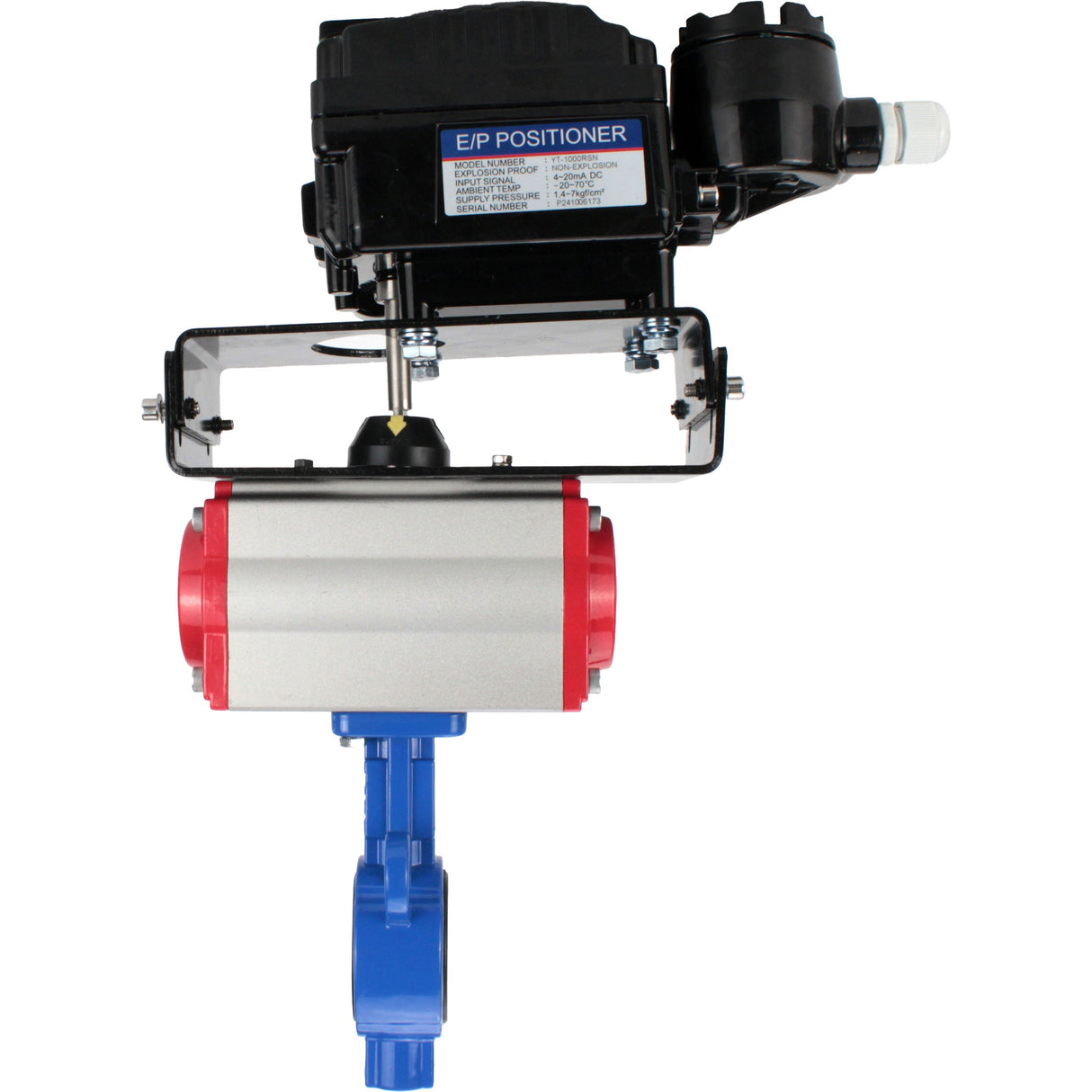 Válvula de mariposa de agua Elephant al-316l-epdm-elephant-da-yt1000rsn, material del cuerpo - aleación de aluminio, material del disco - acero inoxidable AISI 316L, sello - EPDM, actuador neumático operado