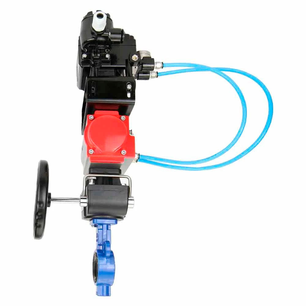 Válvula de mariposa de agua Elephant al-316l-epdm-elephant-da-yt1000rsi-hdm, material del cuerpo - aleación de aluminio, material del disco - acero inoxidable AISI 316L, sello - EPDM, actuador neumático operado