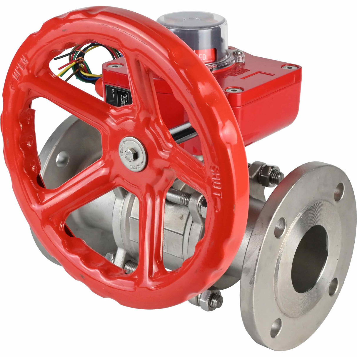 Válvula de bola de acero inoxidable Elephant ksfpt-304-180-hgbf, material del cuerpo - acero inoxidable AISI 304, material de la bola - acero inoxidable AISI 304, sello - PTFE, operada por manija