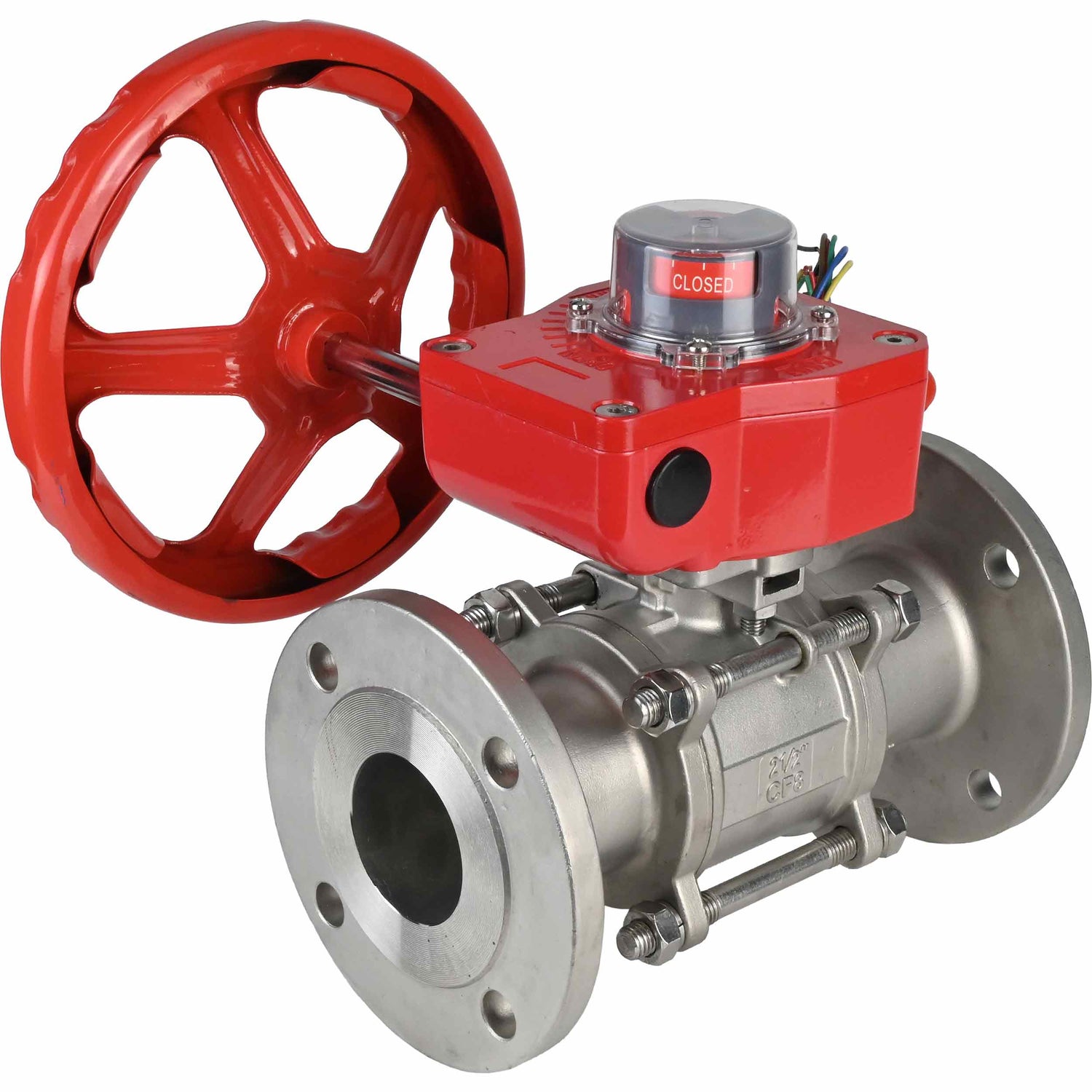 Válvula de bola de acero inoxidable Elephant ksfpt-316-180-hgbf, material del cuerpo - acero inoxidable AISI 316, material de la bola - acero inoxidable AISI 316, sello - PTFE, operada por manija