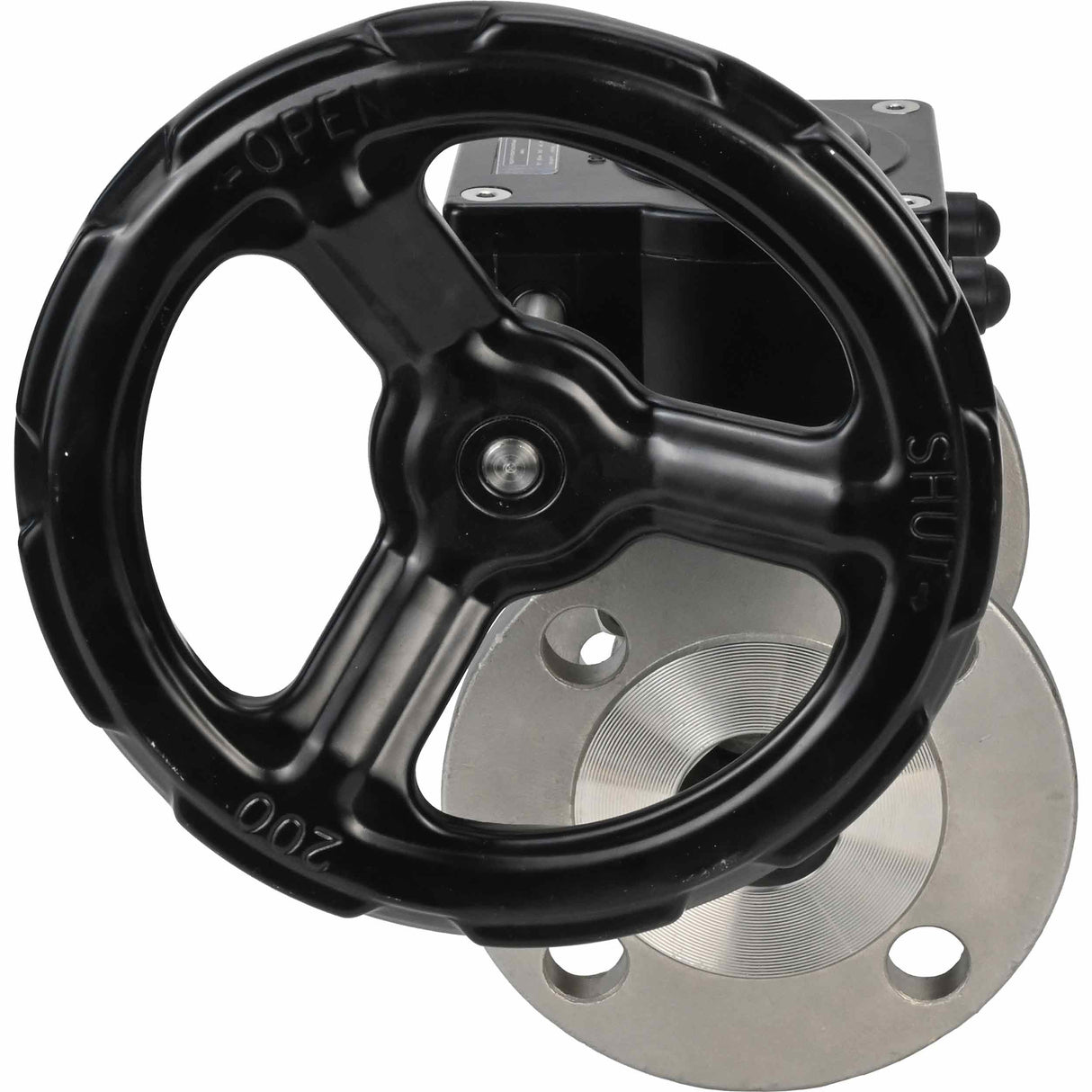 Válvula de bola de acero inoxidable Elephant ksfpt-316-180-ham, material del cuerpo - acero inoxidable AISI 316, material de la bola - acero inoxidable AISI 316, sello - PTFE, operada por manija