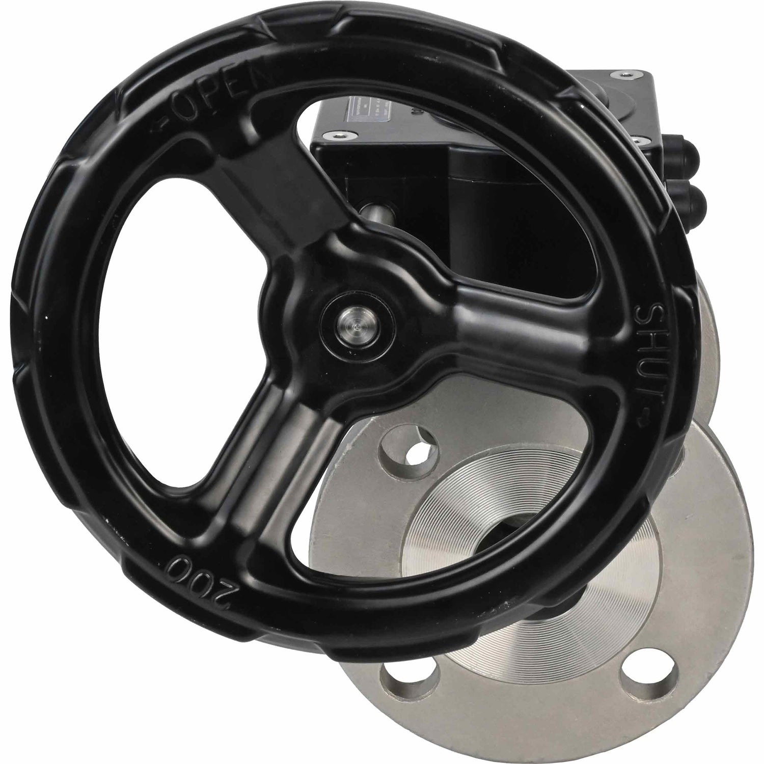 Válvula de bola de acero inoxidable Elephant ksfpt-316-180-ham, material del cuerpo - acero inoxidable AISI 316, material de la bola - acero inoxidable AISI 316, sello - PTFE, operada por manija