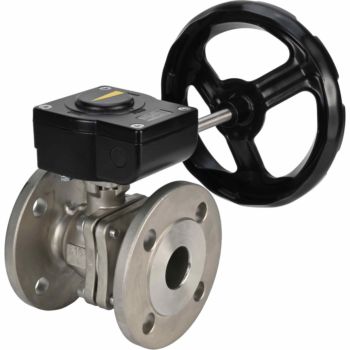 Válvula de bola de acero inoxidable Elephant kchfp ham, material del cuerpo - acero inoxidable AISI 316L, material de la bola - acero inoxidable AISI 316L, junta - PTFE, accionada por maneta