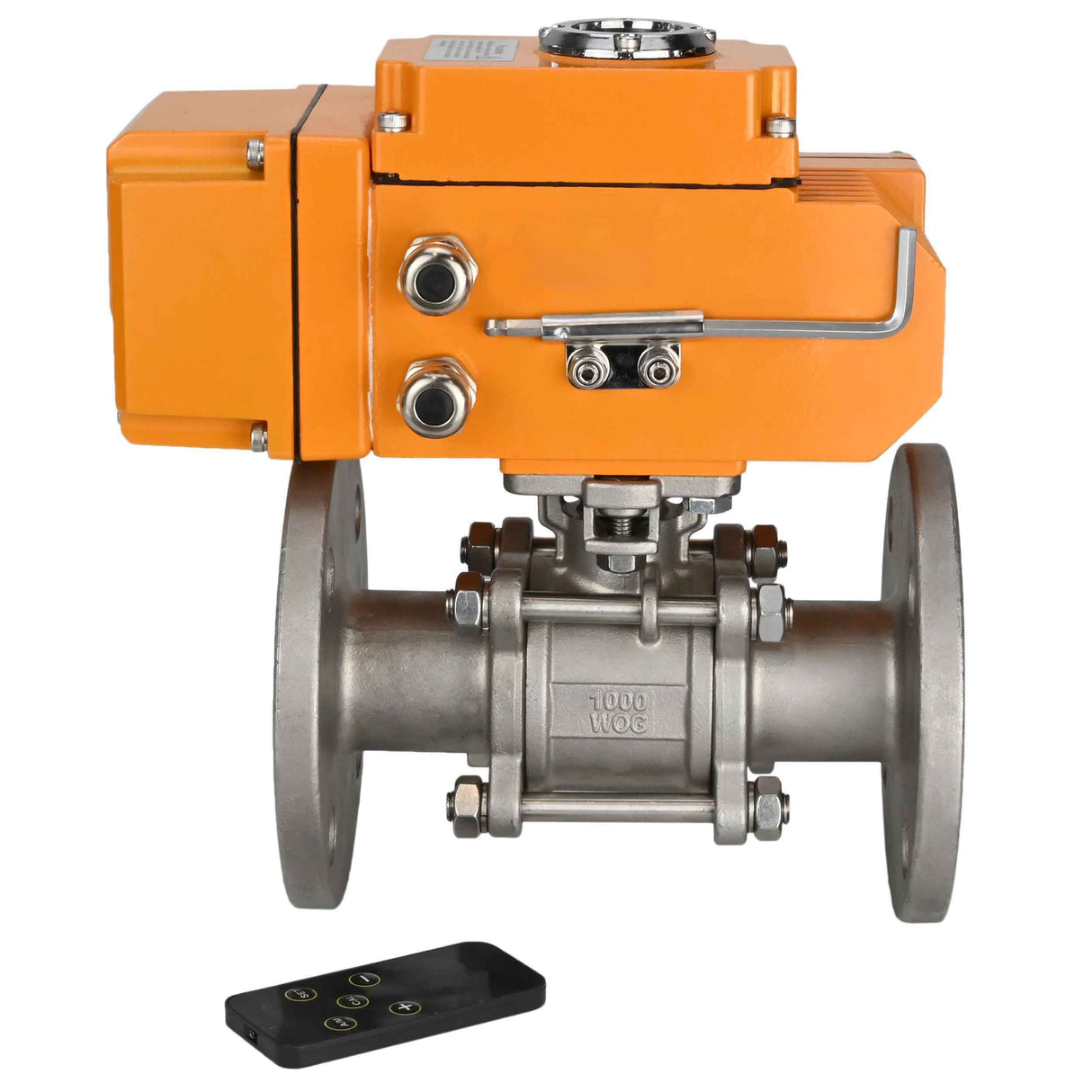 Vannes à boisseau sphérique Elephant BV3131P(3pc)-FP-F-ISO-H trois pièces, passage intégral, à brides, corps - acier inoxydable SS304, joint - PTFE, avec entraînement électrique 1/4 de tour QT-N-003EM-O1-24VDC-U1 24V HARK