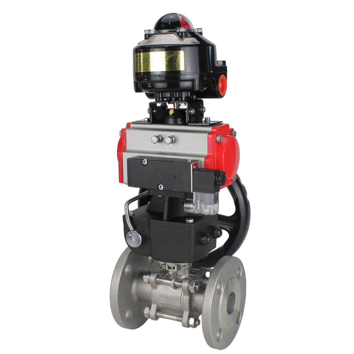 Ball valves Elephant BV3131P(3pc)-FP-F-ISO-H flanged, full bore, three-piece, stainless steel body. steel SS304, seal - PTFE, with pneumatic drive Elephant PA-DA 052-130 pneumatic distributor 4M310-08 NAMUR 220V gearbox MON LSU APL-510N-EX