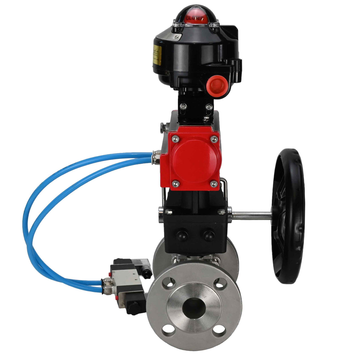 Ball valves Elephant BV3131P(3pc)-FP-F-ISO-H flanged, full bore, three-piece, stainless steel body. steel SS304, seal - PTFE, with pneumatic drive Elephant PA-DA 052-130 pneumatic distributor 4V320-08 gearbox MON LSU APL-510N-EX