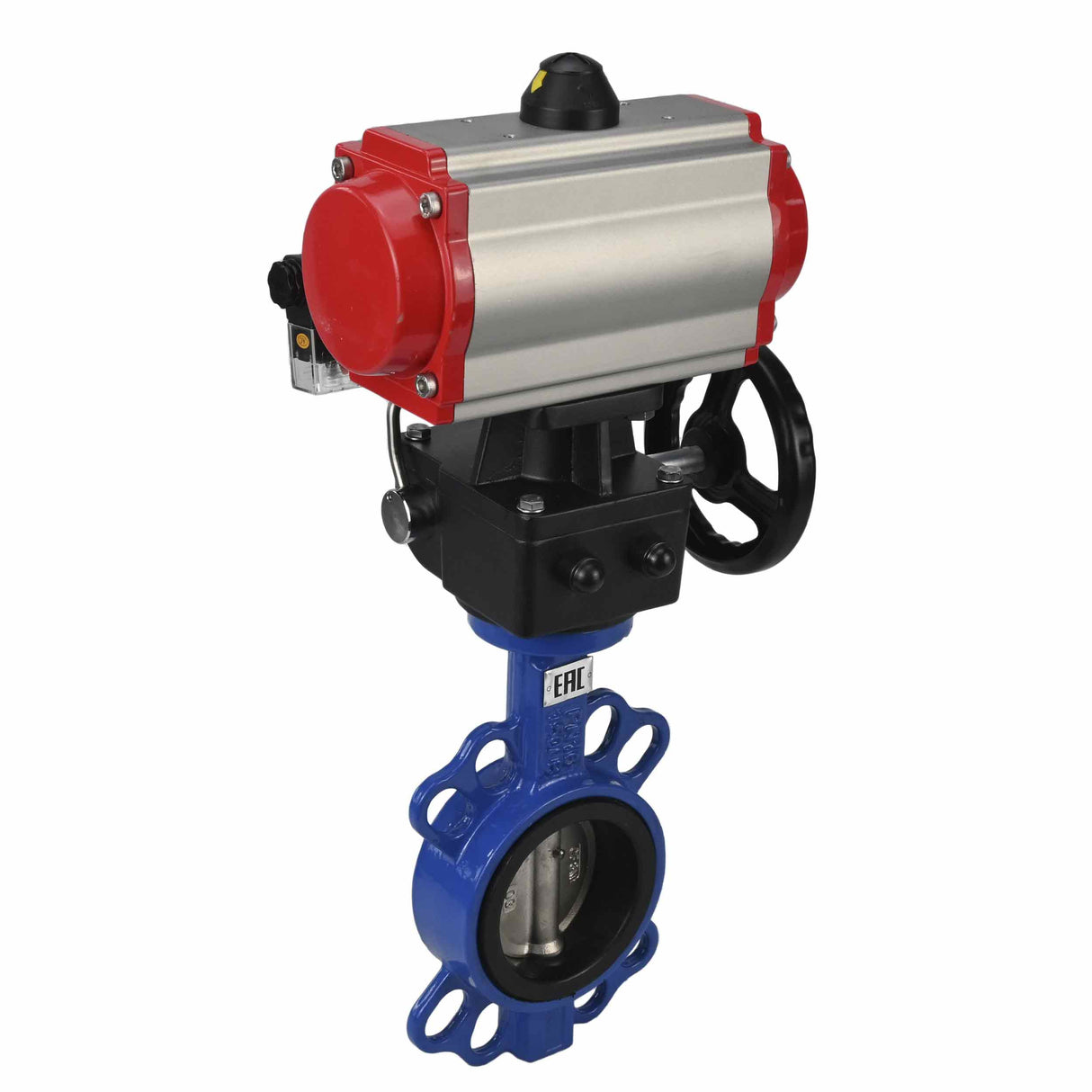 Válvula de mariposa de agua Elephant st-316l-viton-da-4m310-24v-hdm, material del cuerpo - acero al carbono WCB, material del disco - acero inoxidable AISI 316L, sello - VITON, actuador neumático operado