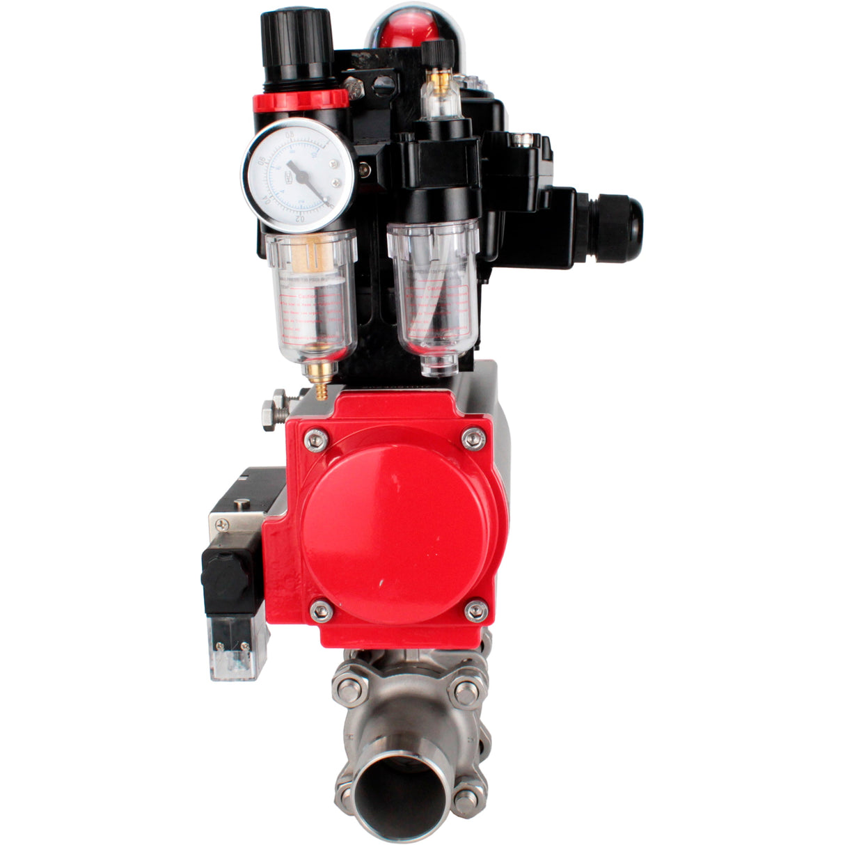 Ball valves Elephant BV3232P(3pc)-FP-W-ISO-H LONG full bore, body - stainless steel 316, for welding, with pneumatic actuator Elephant PA-SA, pneumatic distributor 4M310-08 NAMUR 220V, LSU APL-410N EX and ATU AFC2000