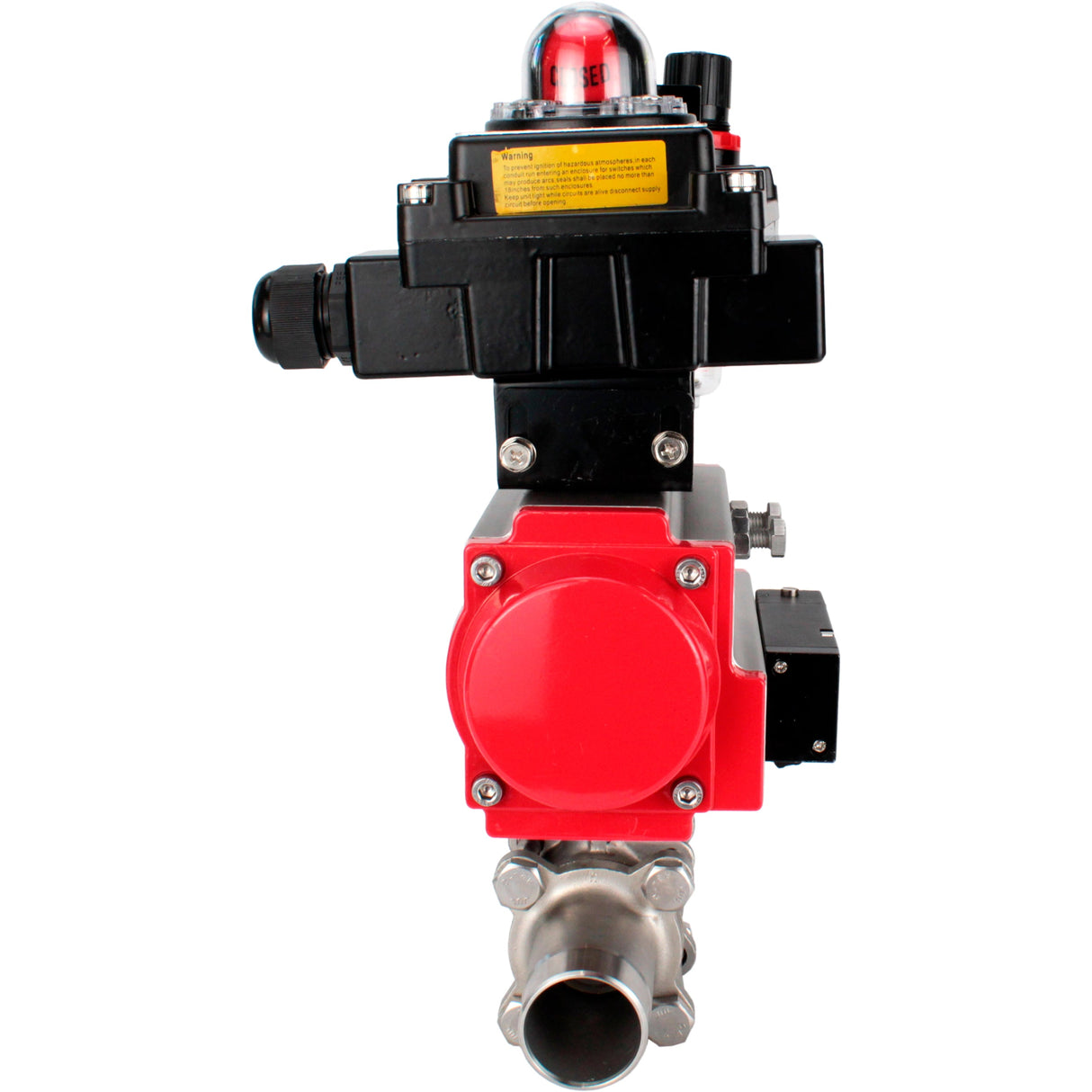 Ball valves Elephant BV3232P(3pc)-FP-W-ISO-H LONG full bore, body - stainless steel 316, for welding, with pneumatic actuator Elephant PA-SA, pneumatic distributor 4M310-08 NAMUR 220V, LSU APL-410N EX and ATU AFC2000