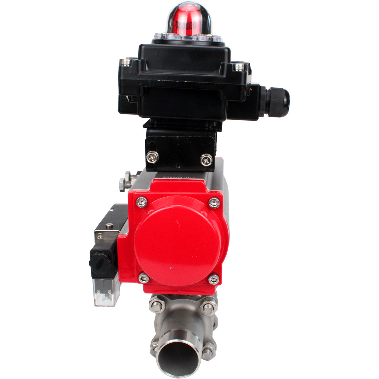 Ball valves Elephant BV3232P(3pc)-FP-W-ISO-H LONG full bore, body - stainless steel 316, welded, with pneumatic actuator Elephant PA-SA, pneumatic distributor 4M310-08 NAMUR 24V and limit switch block APL-410N EX