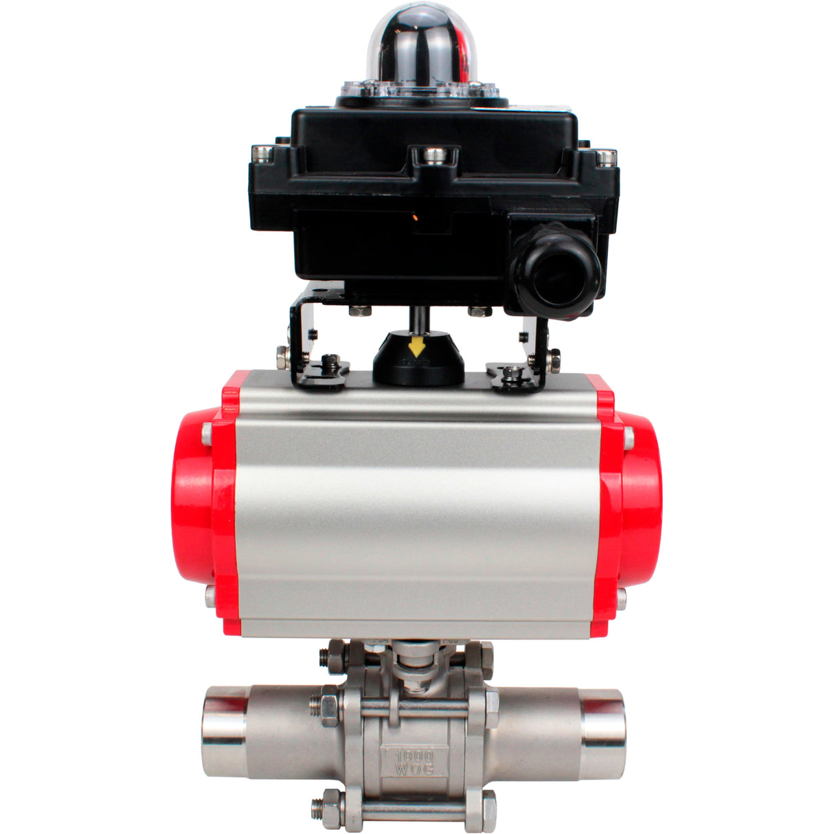 Ball valves Elephant BV3232P(3pc)-FP-W-ISO-H LONG full bore, body - stainless steel 316, welded, with pneumatic actuator Elephant PA-SA, pneumatic distributor 4M310-08 NAMUR 220V and limit switch block APL-410N EX