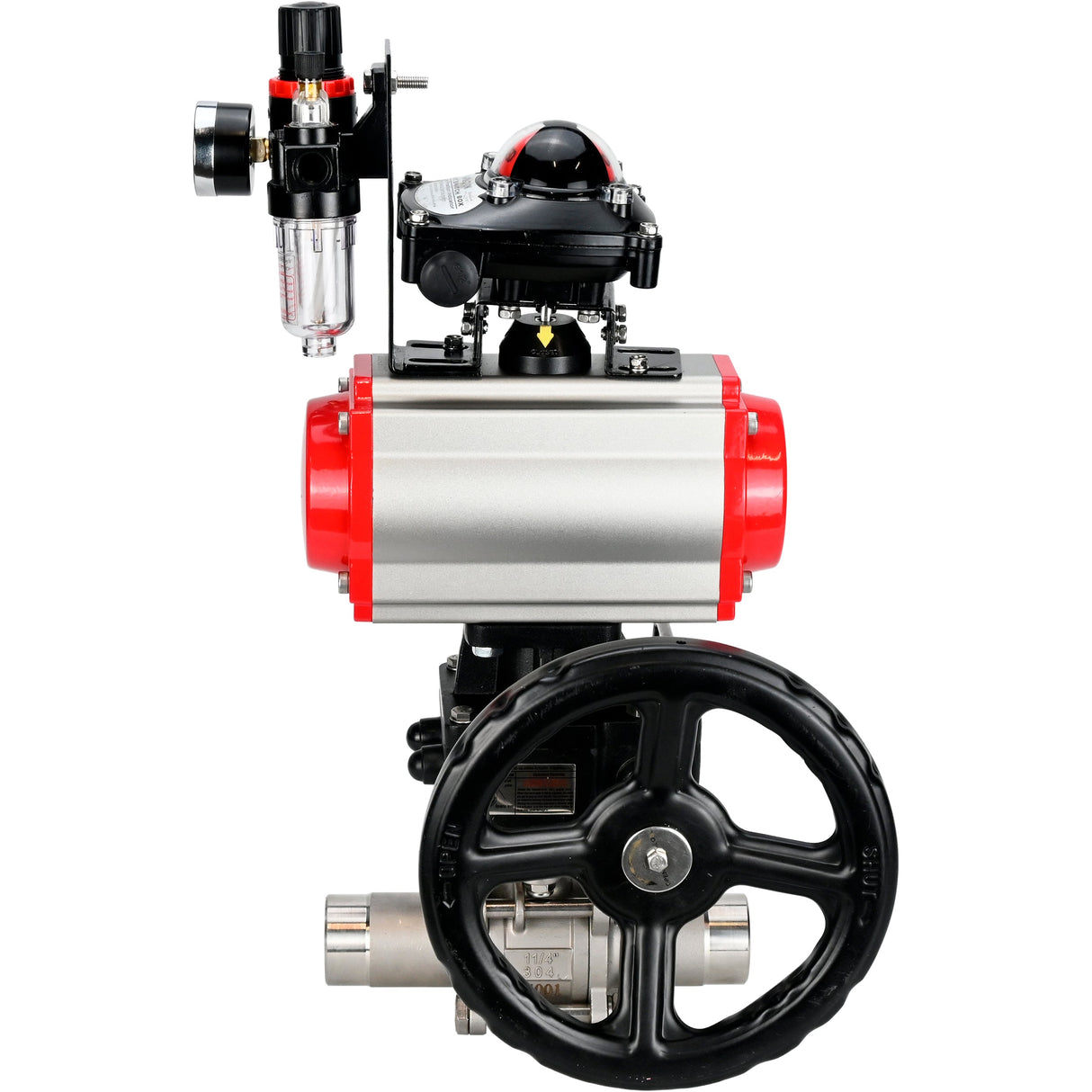 Ball valves Elephant BV3232P(3pc)-FP-W-ISO-H LONG DN50-150 full bore, body - stainless steel 316, for welding, with pneumatic actuator PA-DA, pneumatic distributor 4M310-08 NAMUR 220V, MON gearbox, LSU APL-210N and ATU AFC2000