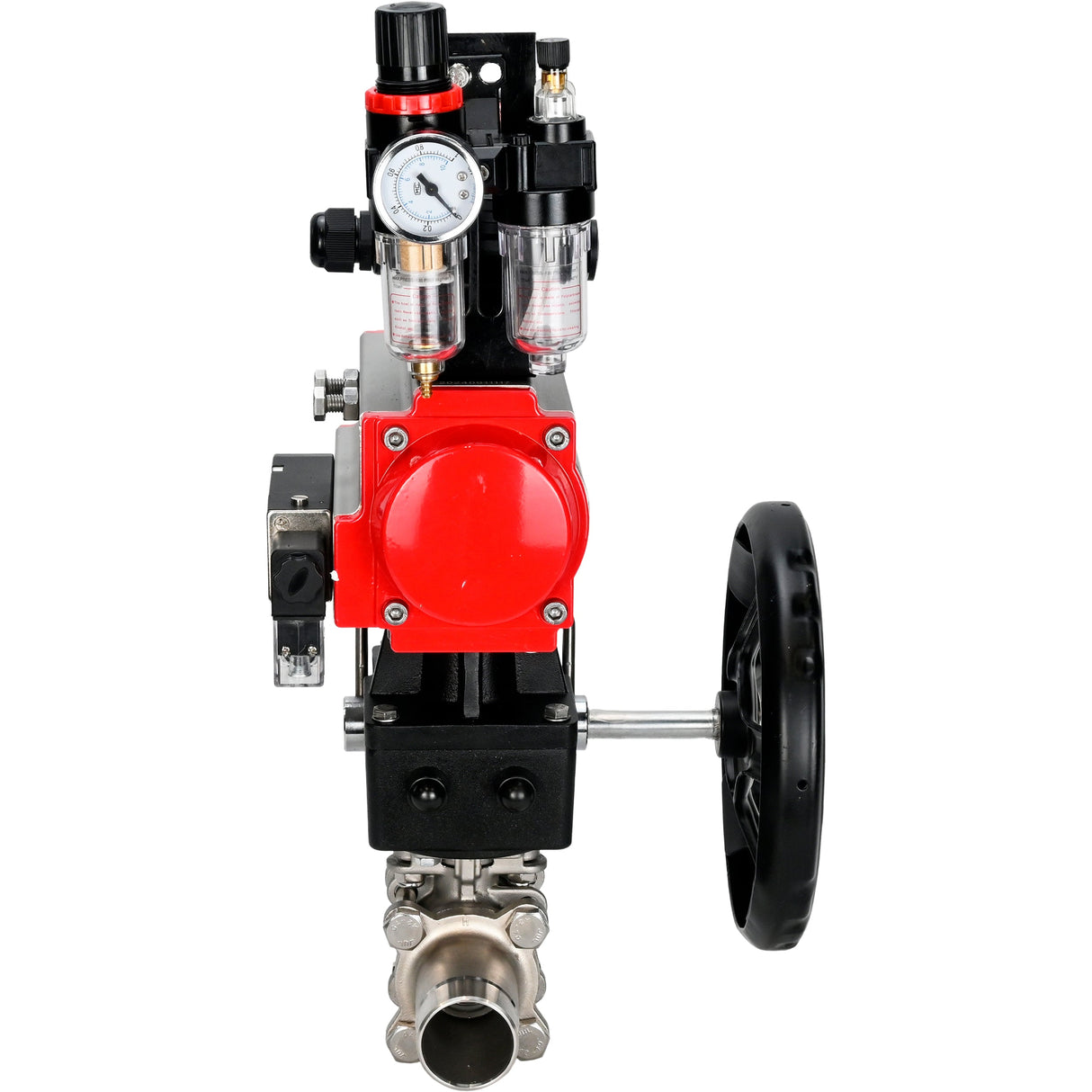 Ball valves Elephant BV3232P(3pc)-FP-W-ISO-H LONG DN50-150 full bore, body - stainless steel 316, for welding, with pneumatic actuator PA-DA, pneumatic distributor 4M310-08 NAMUR 220V, MON gearbox, LSU APL-210N and ATU AFC2000