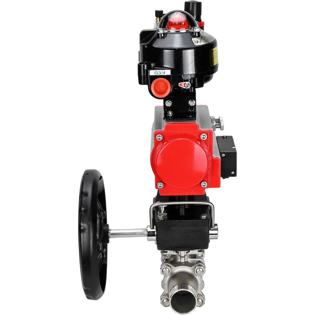 Vannes à boisseau sphérique Elephant BV3131P(3pc)-FP-W-ISO-H LONG DN50-150 passage intégral, corps - acier inoxydable 304, à souder, avec actionneur pneumatique PA-DA, distributeur pneumatique 4M310-08 24V, réducteur MON, BKV APL-510N EX et BPV AFC2000