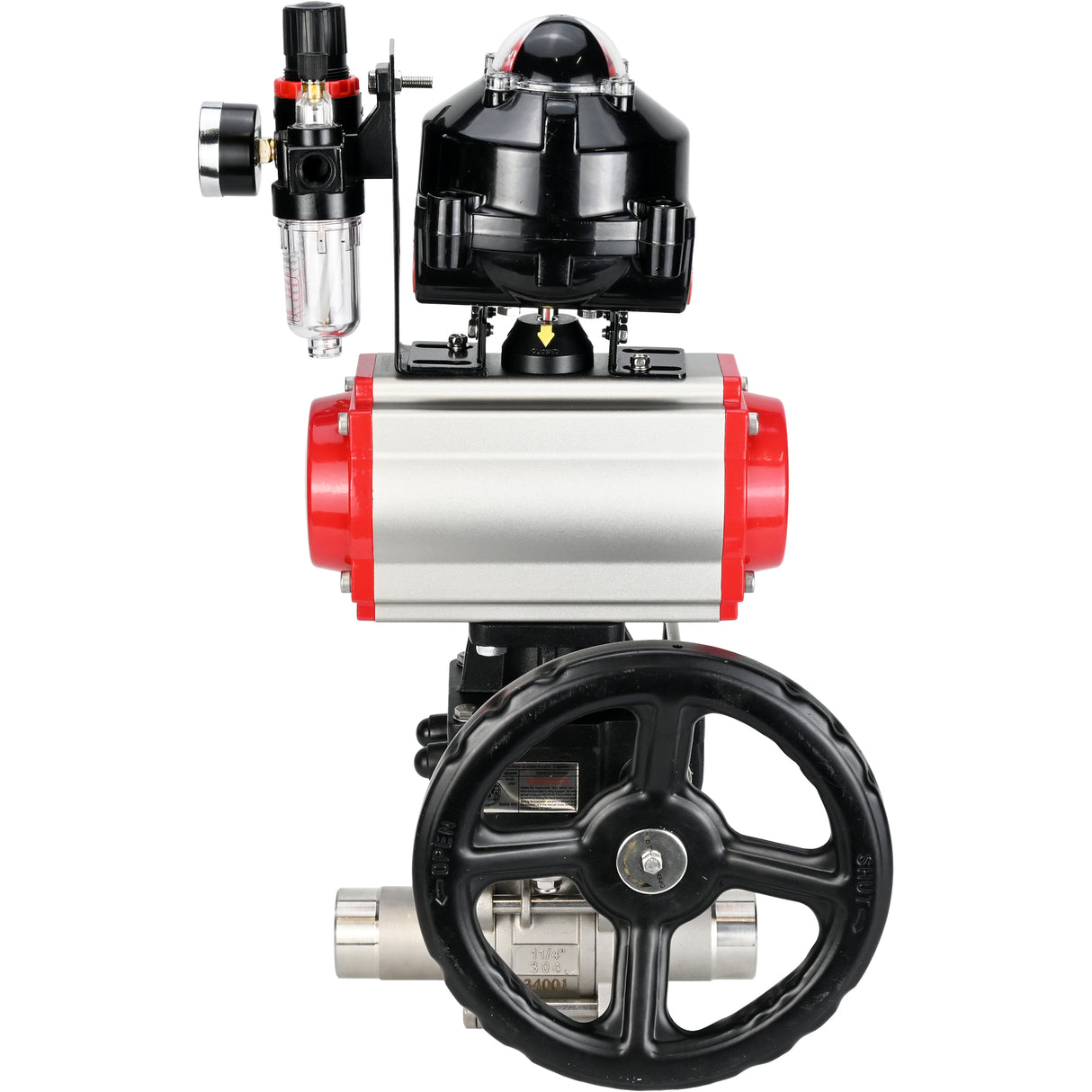 Vannes à boisseau sphérique Elephant BV3131P(3pc)-FP-W-ISO-H LONG DN50-150 passage intégral, corps - acier inoxydable 304, à souder, avec actionneur pneumatique PA-DA, distributeur pneumatique 4M310-08 220V, réducteur MON, BKV APL-510N EX et BPV AFC2000