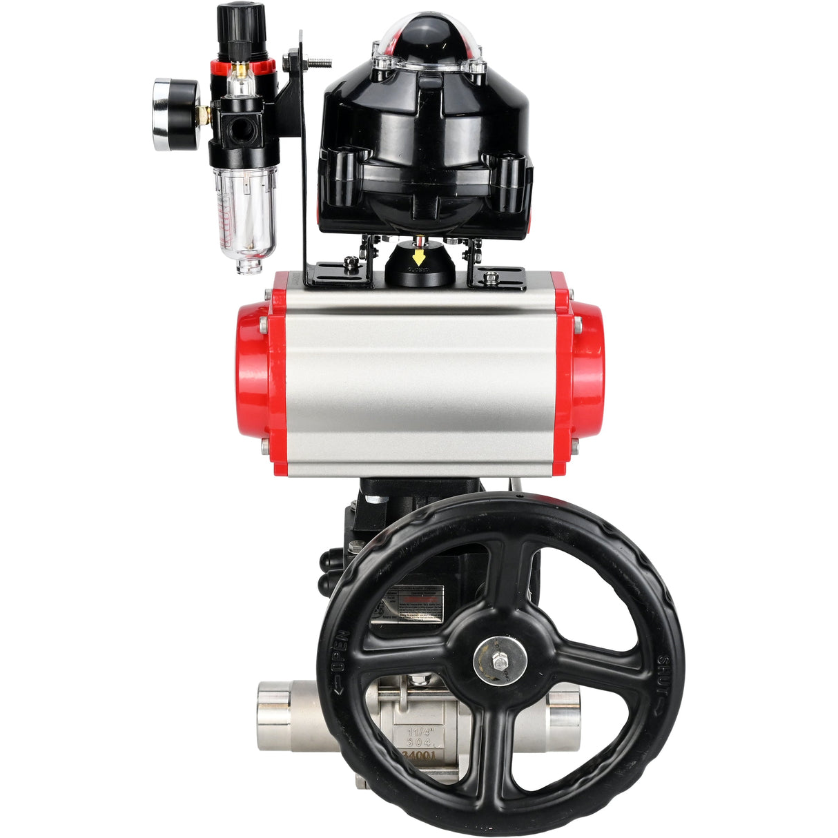 Ball valves Elephant BV3232P(3pc)-FP-W-ISO-H LONG DN50-150 full bore, body - stainless steel 316, for welding, with pneumatic actuator PA-DA, pneumatic distributor 4M310-08 NAMUR 220V, MON gearbox, LSU APL-510N EX and ATU AFC2000