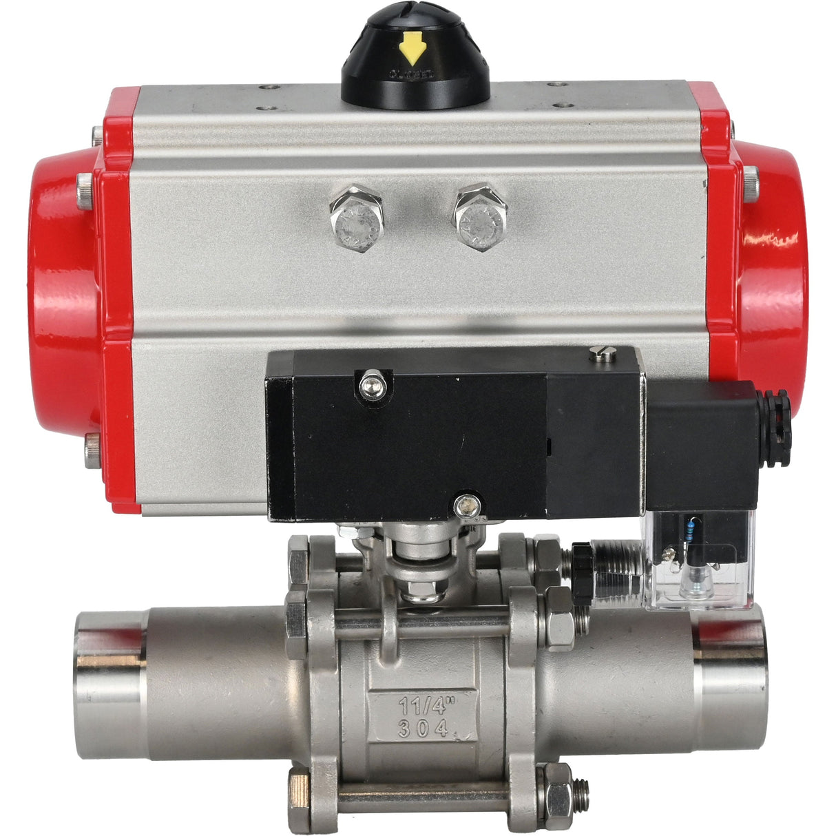 Ball valves Elephant BV3232P(3pc)-FP-W-ISO-H LONG full bore, body - stainless steel 316, for welding, with pneumatic actuator Elephant PA-SA and pneumatic distributor 4M310-08 NAMUR 24V