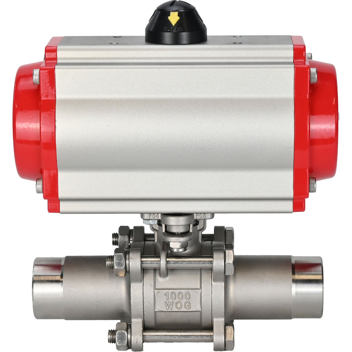 Ball valves Elephant BV3232P(3pc)-FP-W-ISO-H LONG full bore, body - stainless steel 316, for welding, with pneumatic actuator PA-DA and pneumatic distributor 4M310-08 NAMUR 24V