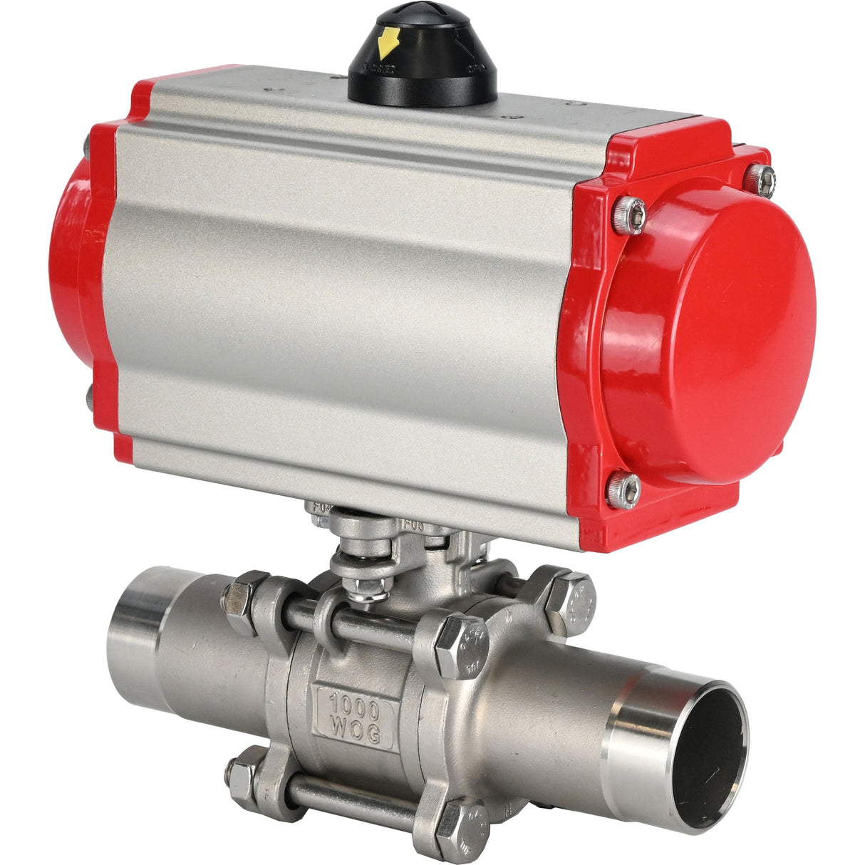 Ball valves Elephant BV3232P(3pc)-FP-W-ISO-H LONG full bore, body - stainless steel 316, for welding, with pneumatic actuator Elephant PA-SA and pneumatic distributor 4M310-08 NAMUR 220V