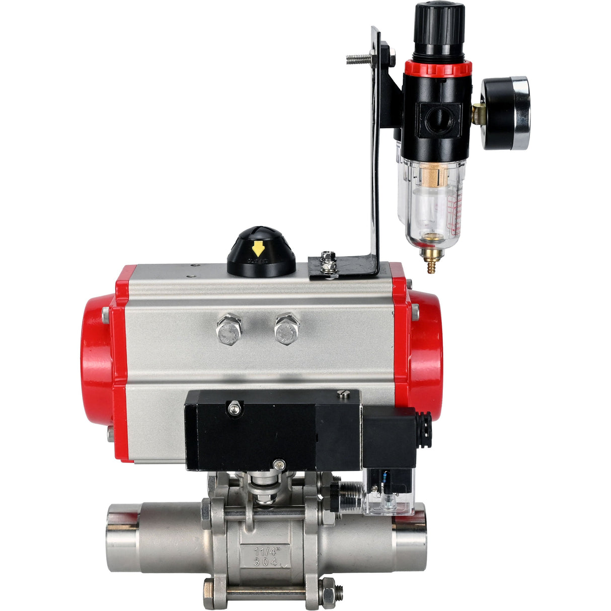 Ball valves Elephant BV3232P(3pc)-FP-W-ISO-H LONG full bore, body - stainless steel 316, for welding, with pneumatic actuator Elephant PA-SA, pneumatic distributor 4M310-08 NAMUR 24V and ATU AFC2000