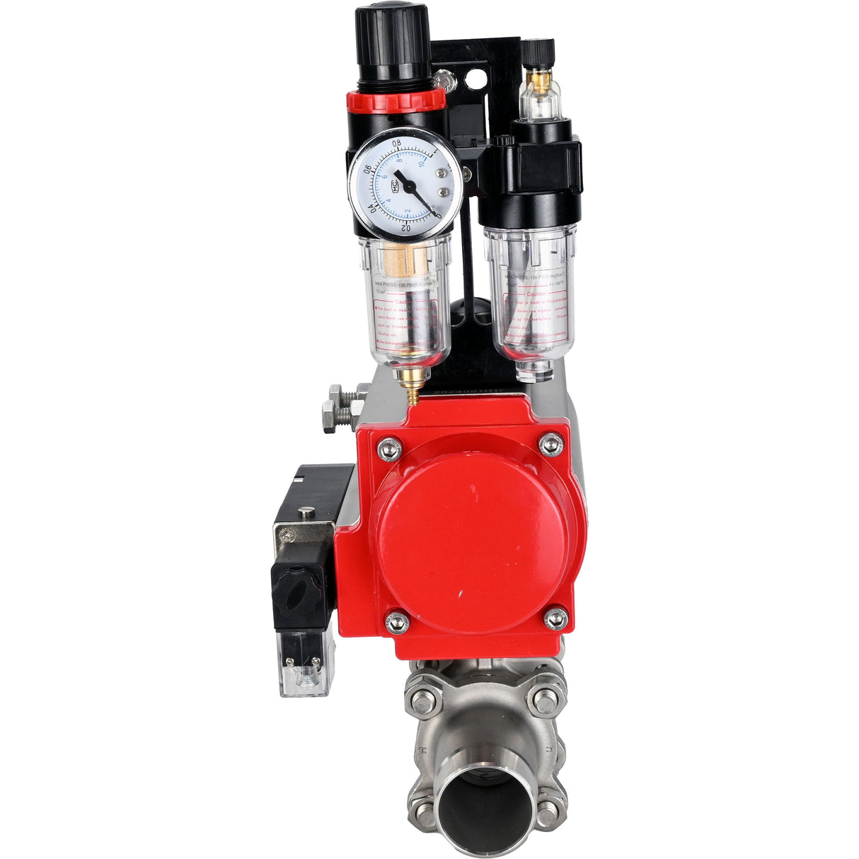 Ball valves Elephant BV3232P(3pc)-FP-W-ISO-H LONG full bore, body - stainless steel 316, for welding, with pneumatic actuator Elephant PA-SA, pneumatic distributor 4M310-08 NAMUR 24V and ATU AFC2000