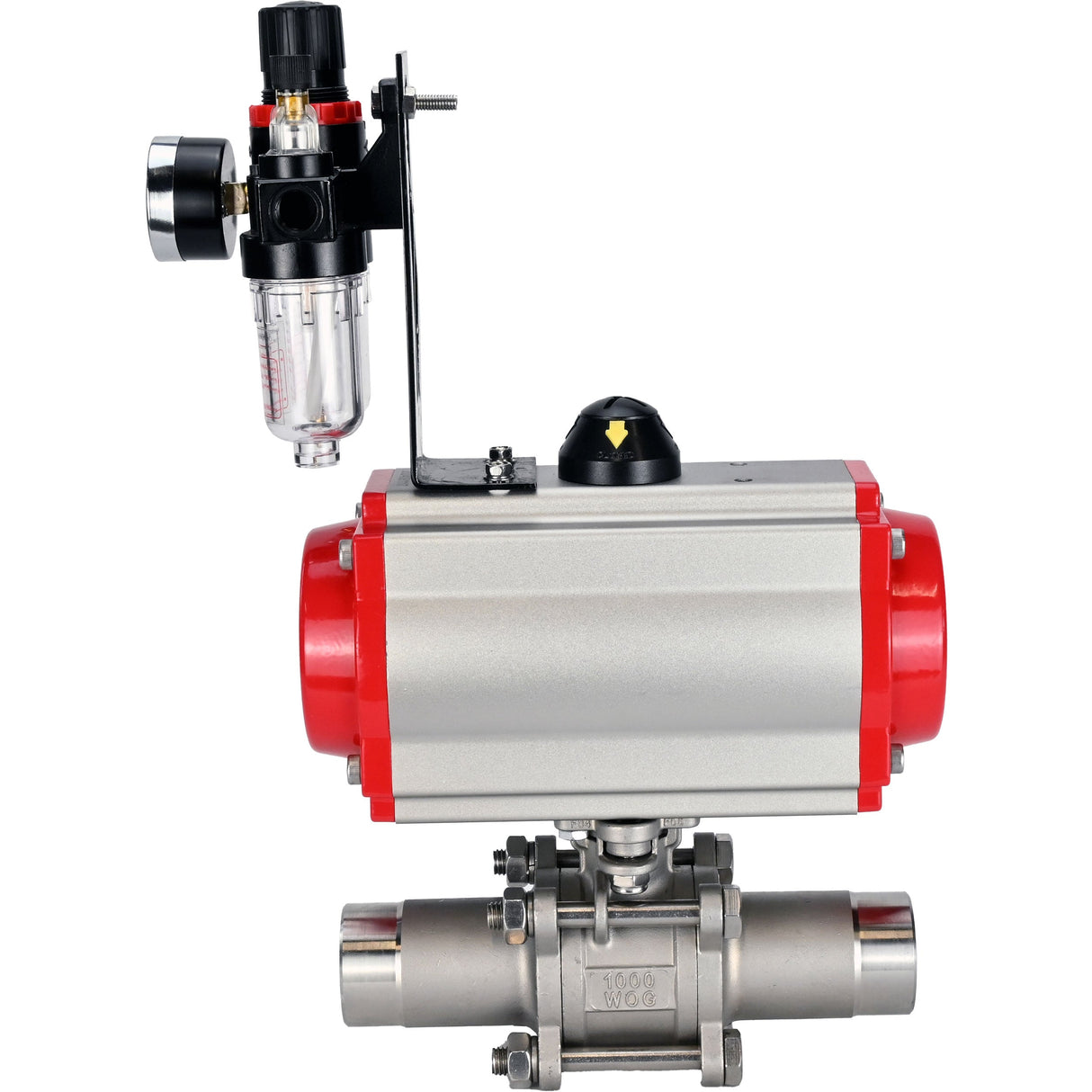 Ball valves Elephant BV3232P(3pc)-FP-W-ISO-H LONG full bore, body - stainless steel 316, for welding, with pneumatic actuator Elephant PA-SA, pneumatic distributor 4M310-08 NAMUR 24V and ATU AFC2000