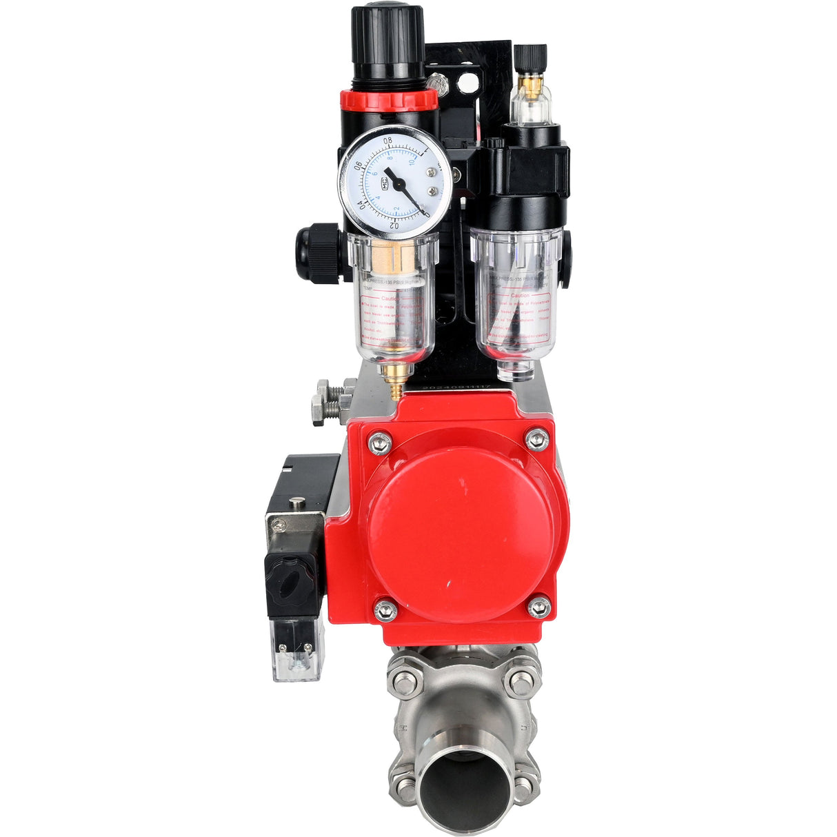 Ball valves Elephant BV3232P(3pc)-FP-W-ISO-H LONG full bore, body - stainless steel 316, for welding, with pneumatic actuator Elephant PA-SA, pneumatic distributor 4M310-08 NAMUR 24V, LSU APL-210N and ATU AFC2000