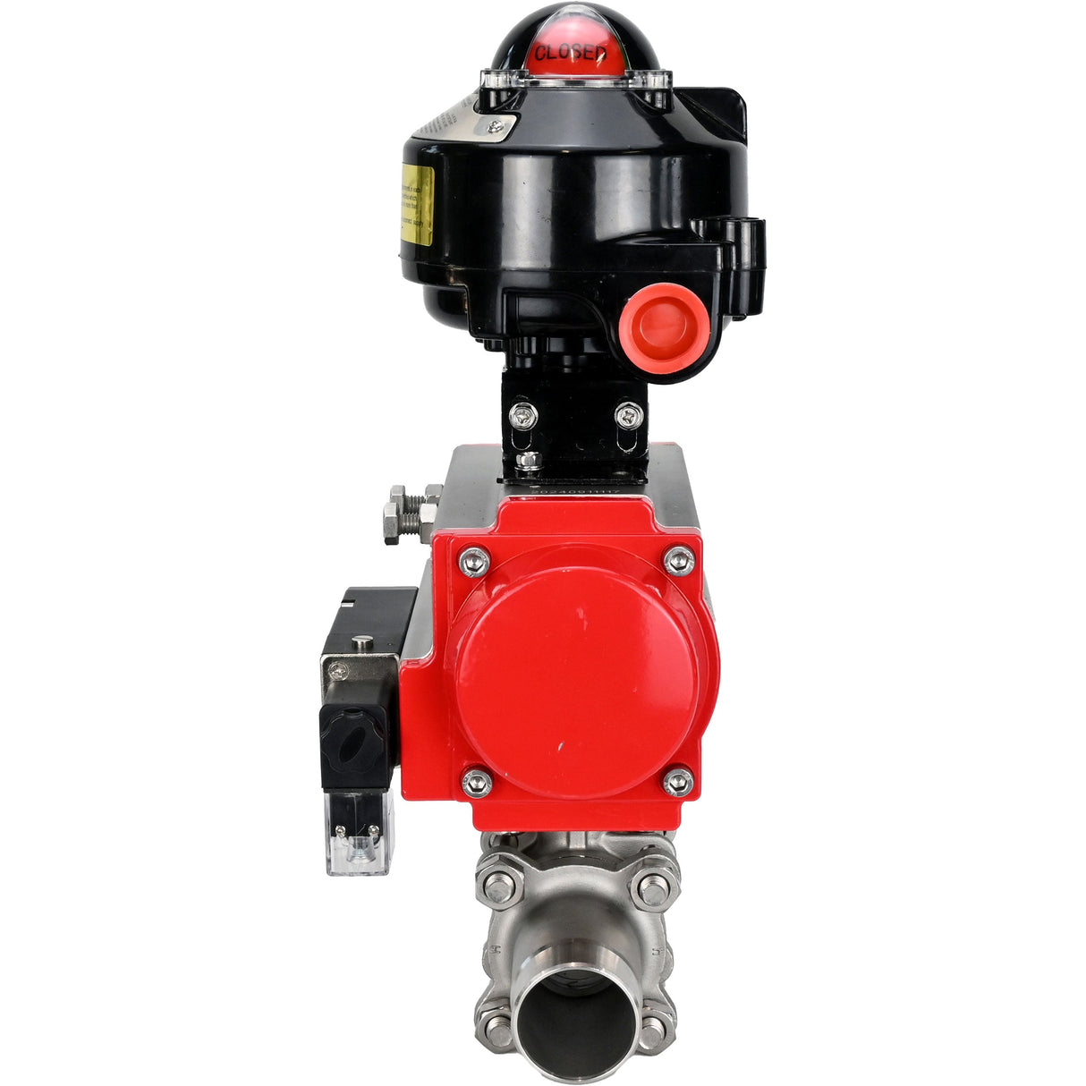 Ball valves Elephant BV3232P(3pc)-FP-W-ISO-H LONG full bore, body - stainless steel 316, welded, with pneumatic actuator Elephant PA-SA, pneumatic distributor 4M310-08 NAMUR 24V and limit switch block APL-510N EX