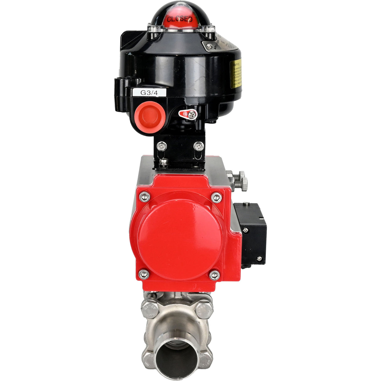 Ball valves Elephant BV3232P(3pc)-FP-W-ISO-H LONG full bore, body - stainless steel 316, welded, with pneumatic actuator Elephant PA-SA, pneumatic distributor 4M310-08 NAMUR 24V and limit switch block APL-510N EX