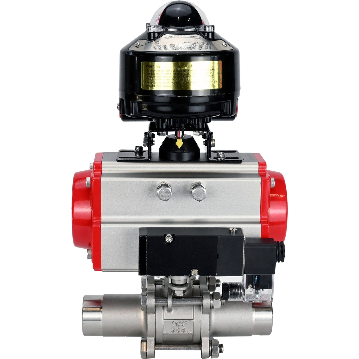 Ball valves Elephant BV3232P(3pc)-FP-W-ISO-H LONG full bore, body - stainless steel 316, welded, with pneumatic actuator Elephant PA-SA, pneumatic distributor 4M310-08 NAMUR 220V and limit switch block APL-510N EX