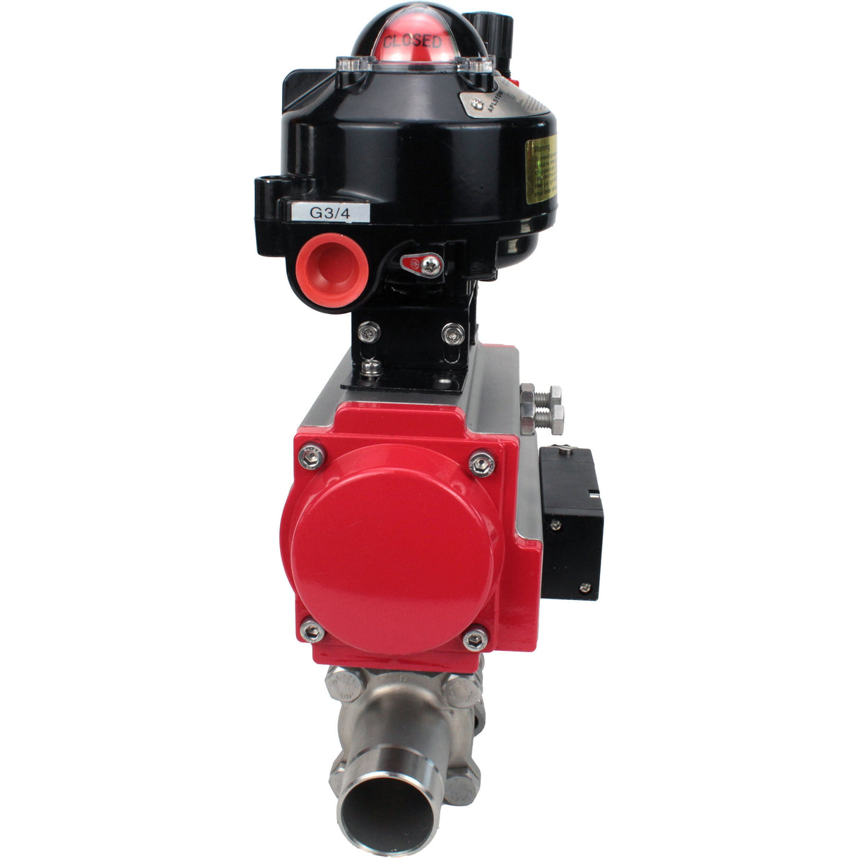 Robinets à boisseau sphérique Elephant BV3131P(3pc)-FP-W-ISO-H LONG DN10-150 passage intégral, corps - acier inoxydable 304, à souder, avec actionneur pneumatique PA-DA, distributeur pneumatique 4M310-08 24V, BKV APL-510N EX et GSV AFC2000