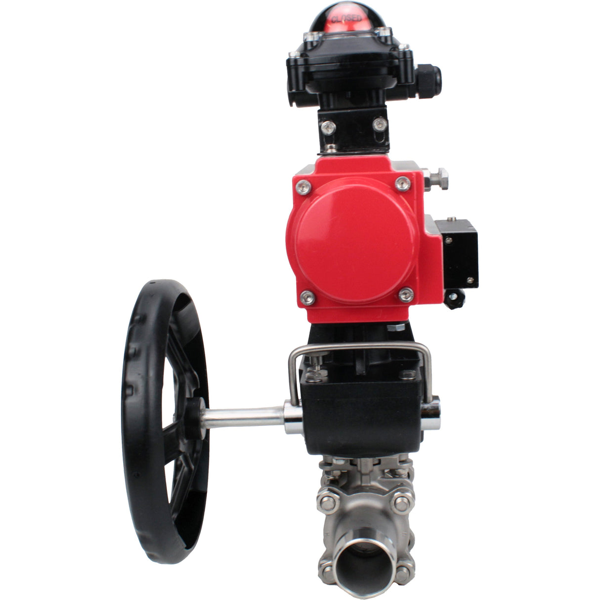 Ball valves Elephant BV3232P(3pc)-FP-W-ISO-H LONG DN50-150 full bore, body - stainless steel 316, for welding, with PA-DA pneumatic actuator, pneumatic distributor 4M310-08 NAMUR 24V, MON gearbox and block limit switches APL-210N