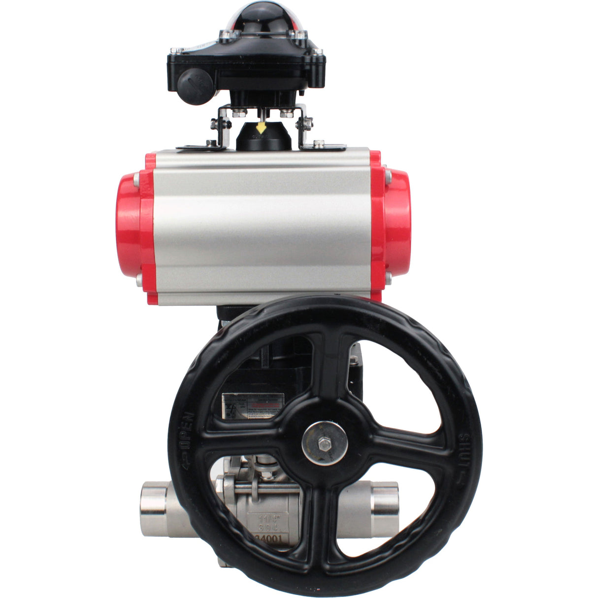 Ball valves Elephant BV3232P(3pc)-FP-W-ISO-H LONG DN50-150 full bore, body - stainless steel 316, welded, with pneumatic actuator PA-DA, pneumatic distributor 4M310-08 NAMUR 220V, MON gearbox and block limit switches APL-210N