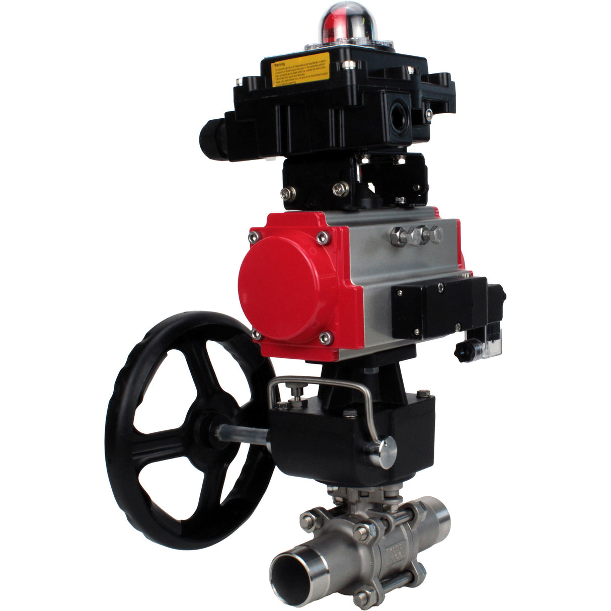 Ball valves Elephant BV3232P(3pc)-FP-W-ISO-H LONG DN50-150 full bore, body - stainless steel 316, welded, with pneumatic actuator PA-DA, pneumatic distributor 4M310-08 NAMUR 220V, MON gearbox and block limit switches APL-410N EX