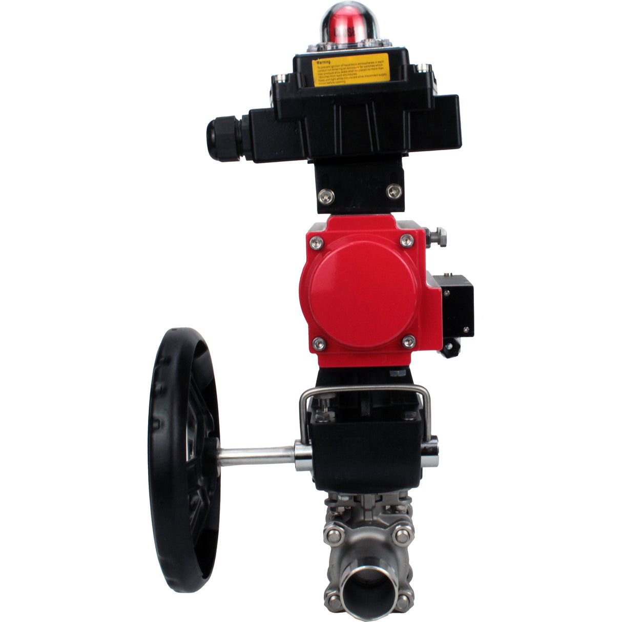 Ball valves Elephant BV3232P(3pc)-FP-W-ISO-H LONG DN50-150 full bore, body - stainless steel 316, welded, with pneumatic actuator PA-DA, pneumatic distributor 4M310-08 NAMUR 220V, MON gearbox and block limit switches APL-410N EX