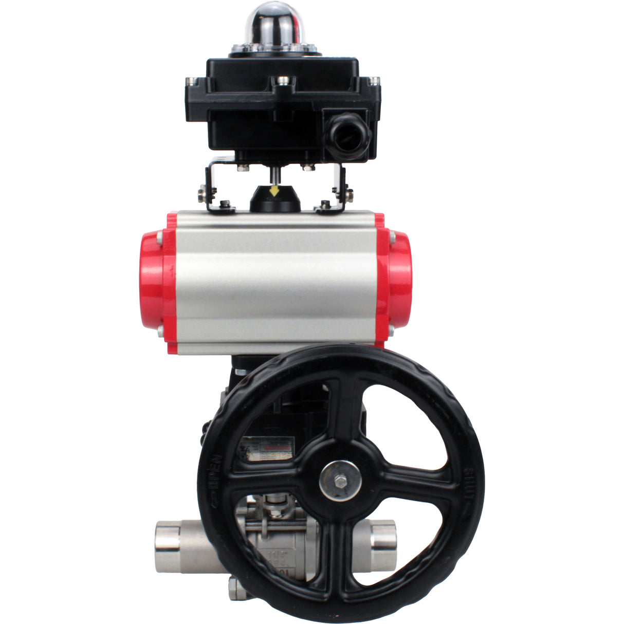 Ball valves Elephant BV3131P(3pc)-FP-W-ISO-H LONG DN50-150 full bore, body - stainless steel 304, for welding, with PA-DA pneumatic actuator, pneumatic distributor 4M310-08 NAMUR 220V, MON gearbox and block limit switches APL-410N EX