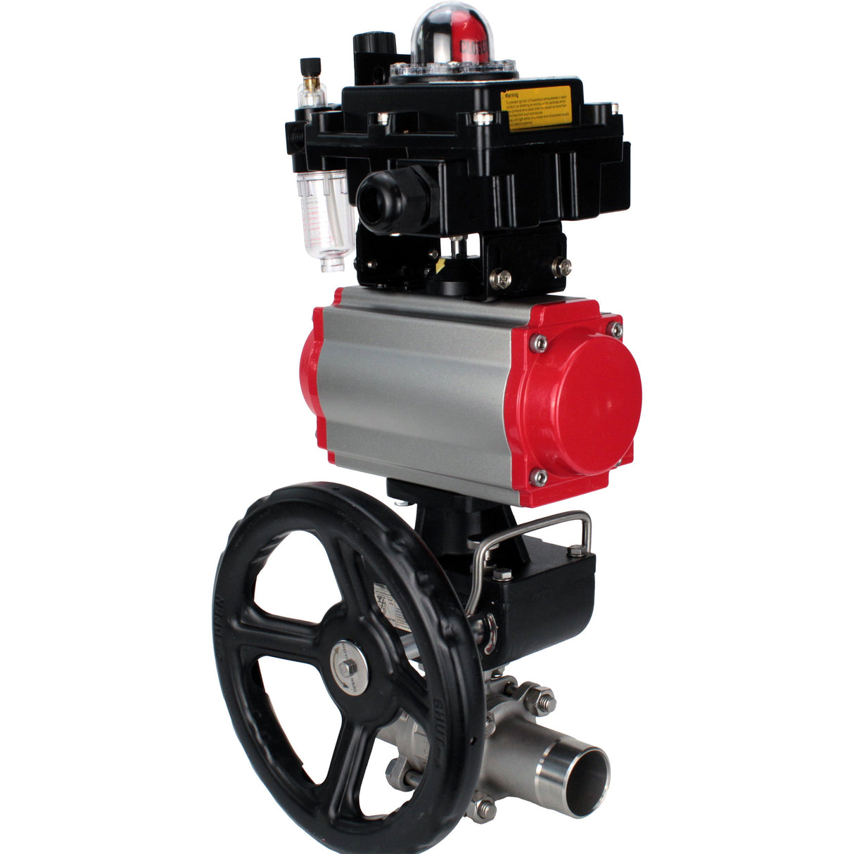 Ball valves Elephant BV3232P(3pc)-FP-W-ISO-H LONG DN50-150 full bore, body - stainless steel 316, for welding, with pneumatic actuator PA-DA, pneumatic distributor 4M310-08 NAMUR 220V, MON gearbox, LSU APL-410N EX and ATU AFC2000