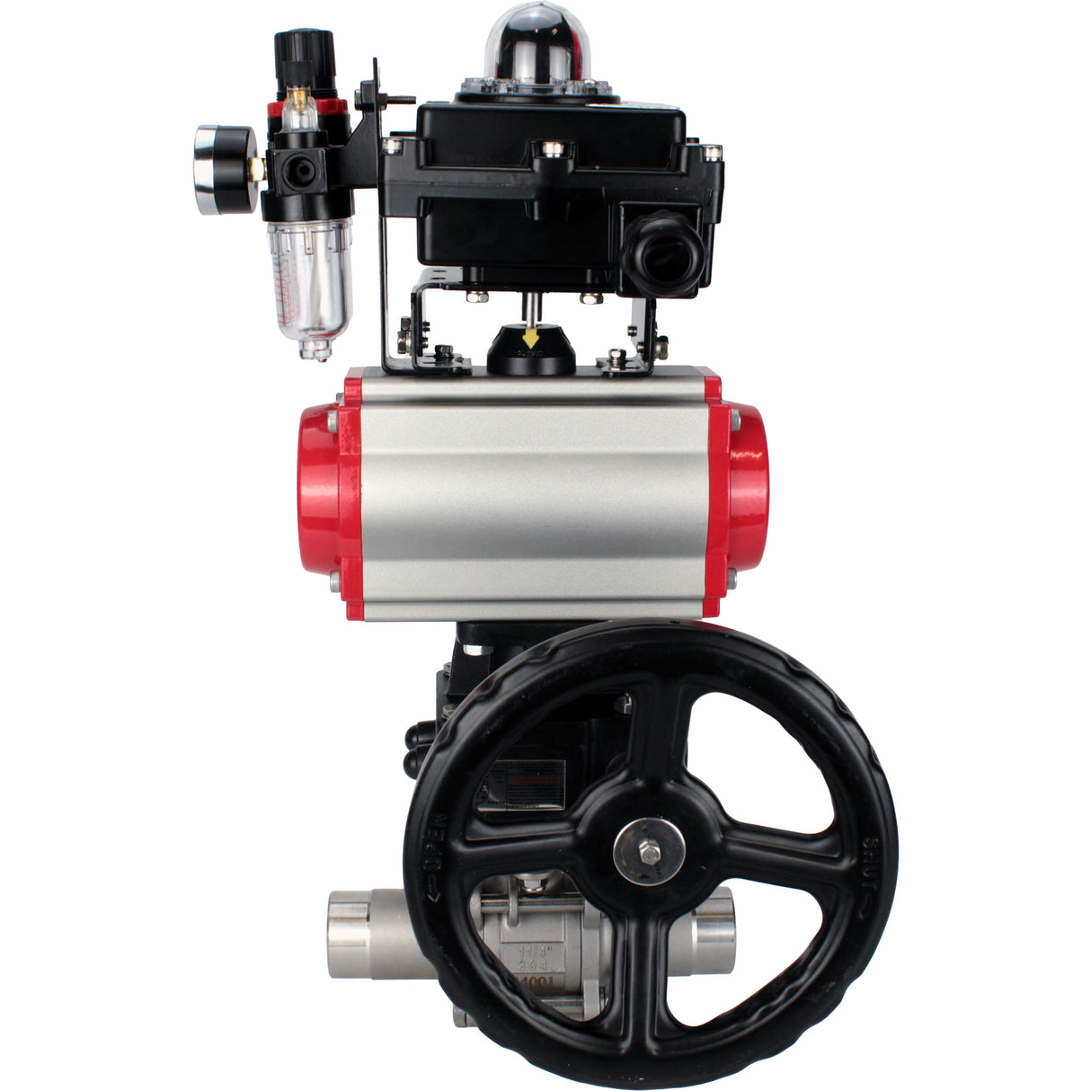 Vannes à boisseau sphérique Elephant BV3131P(3pc)-FP-W-ISO-H LONG DN50-150 passage intégral, corps - acier inoxydable 304, à souder, avec actionneur pneumatique PA-DA, distributeur pneumatique 4M310-08 24V, réducteur MON, BKV APL-410N EX et BPV AFC2000