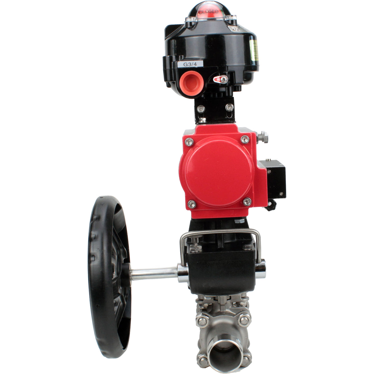 Ball valves Elephant BV3232P(3pc)-FP-W-ISO-H LONG DN50-150 full bore, body - stainless steel 316, welded, with pneumatic actuator PA-DA, pneumatic distributor 4M310-08 NAMUR 220V, MON gearbox and block limit switches APL-510N EX