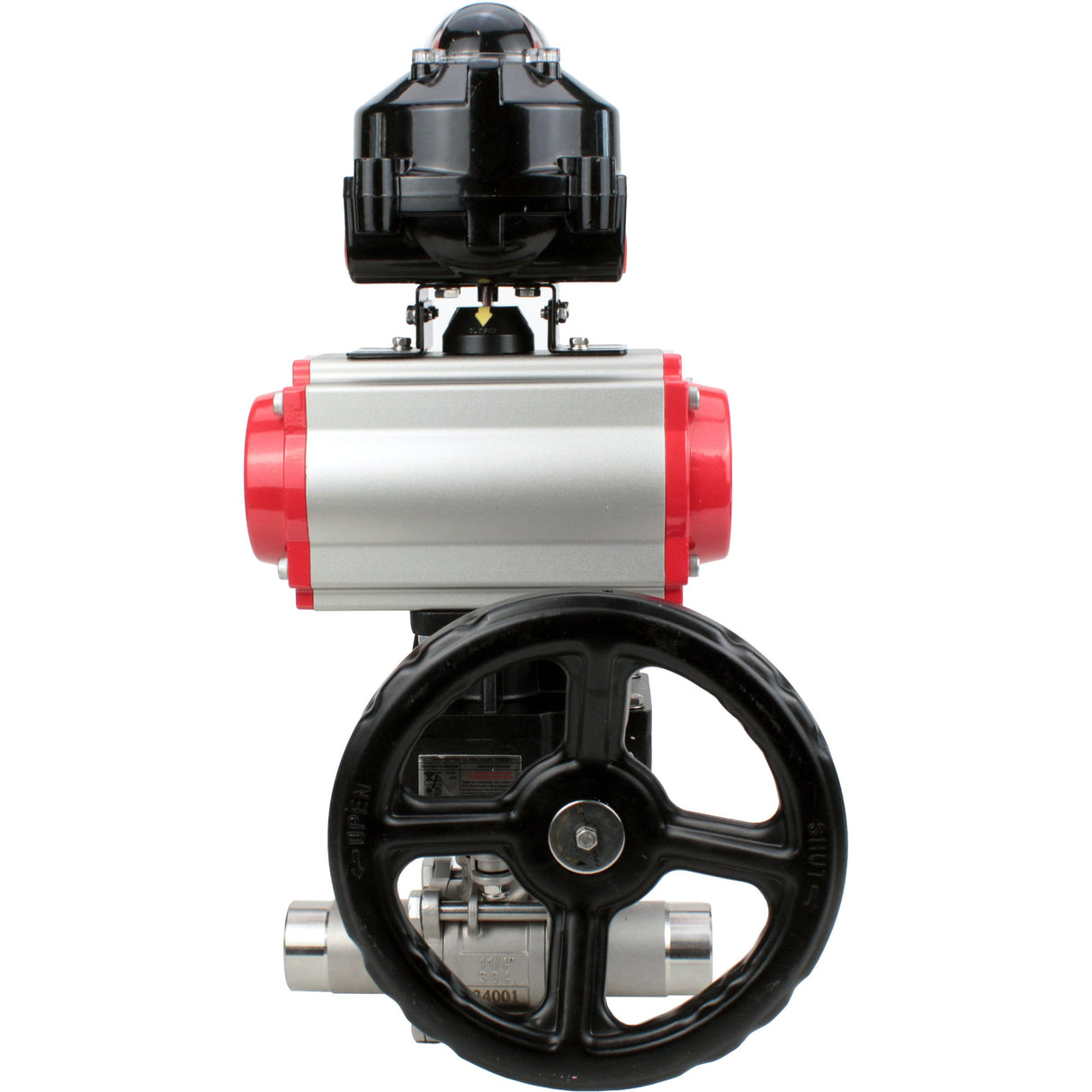 Ball valves Elephant BV3232P(3pc)-FP-W-ISO-H LONG DN50-150 full bore, body - stainless steel 316, welded, with pneumatic actuator PA-DA, pneumatic distributor 4M310-08 NAMUR 220V, MON gearbox and block limit switches APL-510N EX