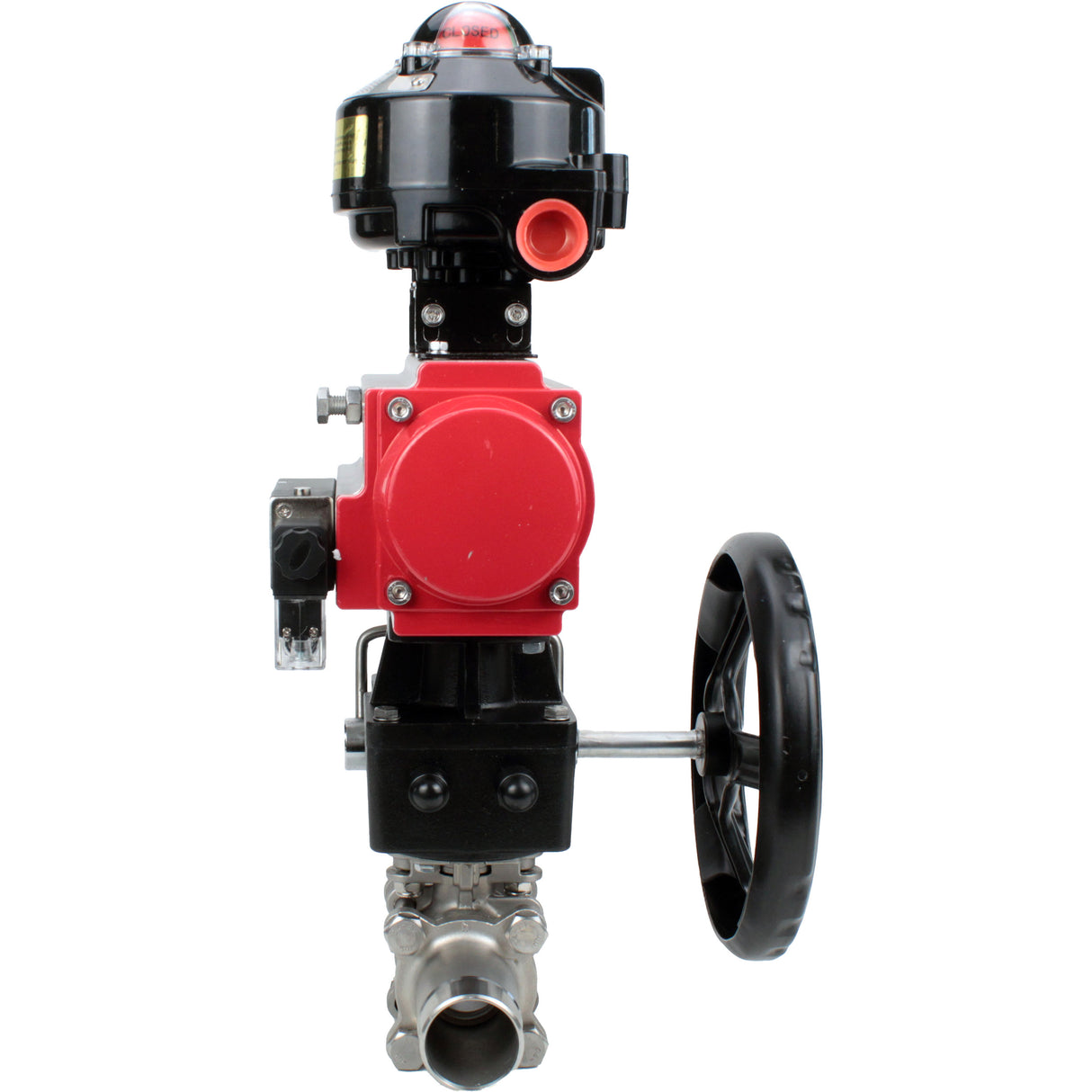 Ball valves Elephant BV3131P(3pc)-FP-W-ISO-H LONG DN50-150 full bore, body - stainless steel 304, for welding, with PA-DA pneumatic actuator, pneumatic distributor 4M310-08 220V, MON gearbox and block limit switches APL-510N EX