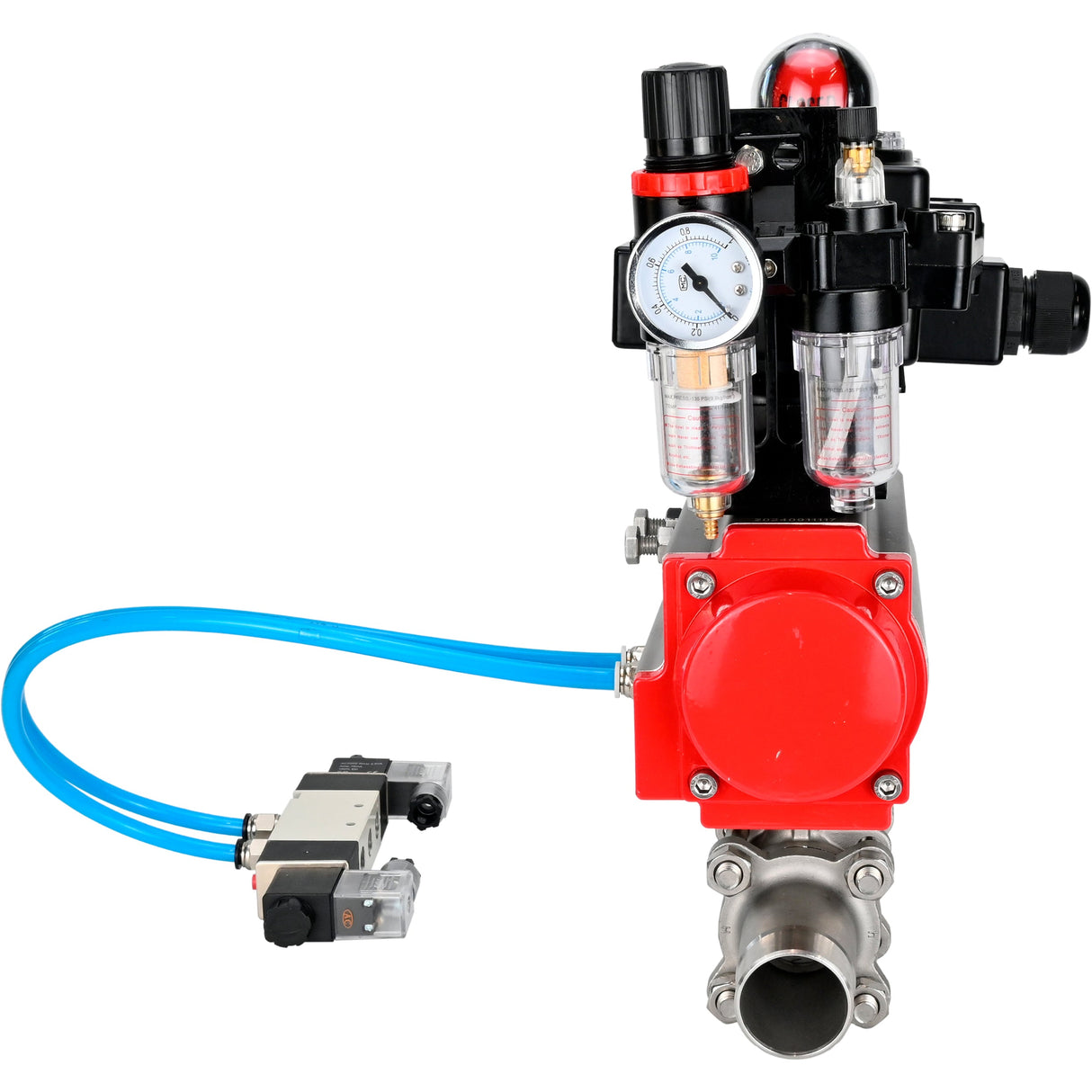 Ball valves Elephant BV3232P(3pc)-FP-W-ISO-H LONG full bore, body - stainless steel 316, for welding, with pneumatic actuator Elephant PA-SA, pneumatic distributor 4V320-08 220V, LSU APL-410N EX and ATU AFC2000