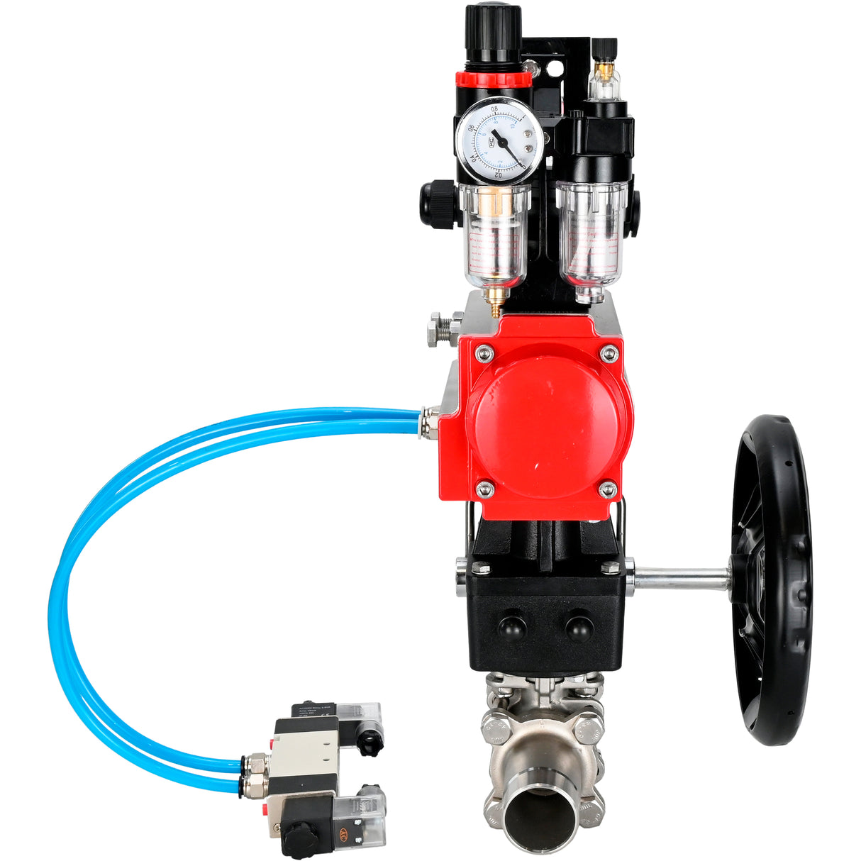 Vannes à boisseau sphérique Elephant BV3131P(3pc)-FP-W-ISO-H LONG DN50-150 passage intégral, corps - acier inoxydable 304, à souder, avec actionneur pneumatique PA-DA, distributeur pneumatique 4V320-08 220V, réducteur MON, BKV APL-210N et BPV AFC2000