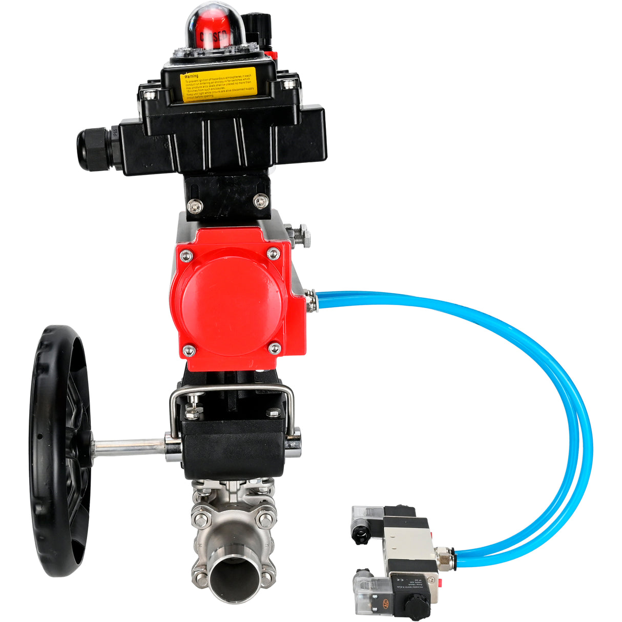 Vannes à boisseau sphérique Elephant BV3131P(3pc)-FP-W-ISO-H LONG DN50-150 passage intégral, corps - acier inoxydable 304, à souder, avec actionneur pneumatique PA-DA, distributeur pneumatique 4V320-08 220V, réducteur MON, BKV APL-410N EX et BPV AFC2000