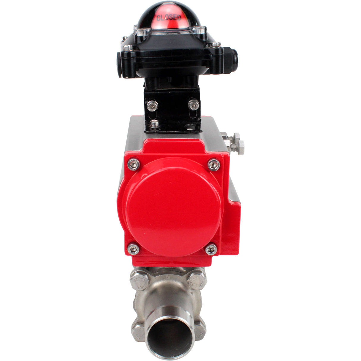 Vannes à boisseau sphérique Elephant BV3131P(3pc)-FP-W-ISO-H LONG DN10-150 passage intégral, corps - acier inoxydable 304, soudé, avec actionneur pneumatique Elephant PA-SA et bloc de fin de course APL-210N