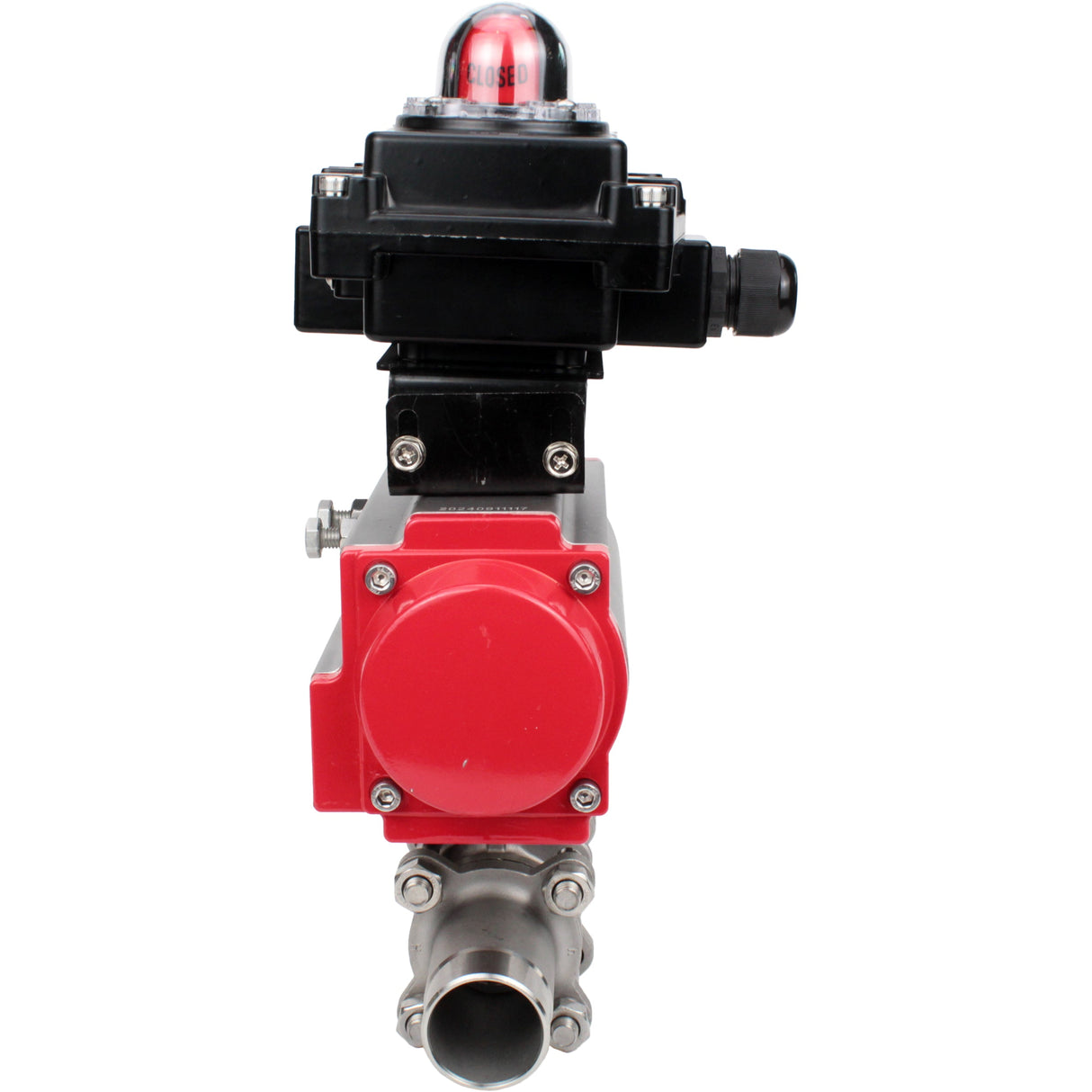 Vannes à boisseau sphérique Elephant BV3131P(3pc)-FP-W-ISO-H LONG DN10-150 passage intégral, corps - acier inoxydable 304, soudé, avec actionneur pneumatique Elephant PA-SA et bloc de fin de course APL-410N EX