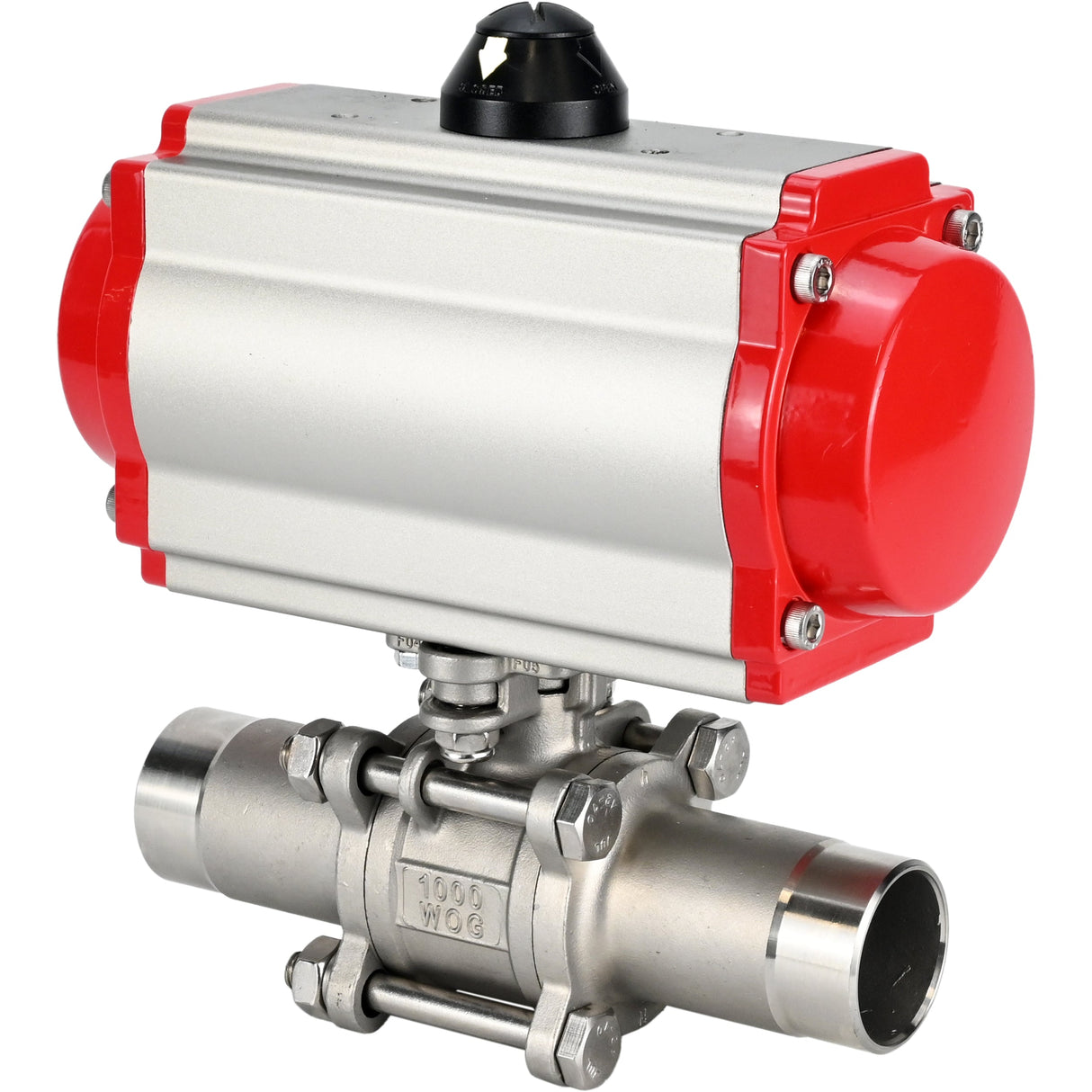 Ball valves Elephant BV3232P(3pc)-FP-W-ISO-H LONG DN10-150 full bore, body - stainless steel 316, welding, with pneumatic actuator Elephant PA-SA